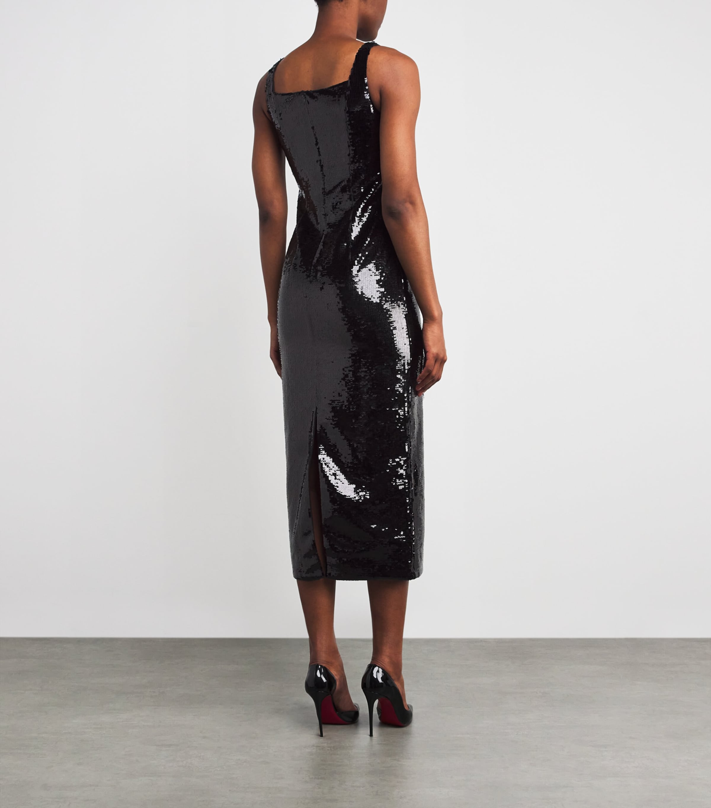 Embellished Marilyn Midi Dress BLACK Image 3
