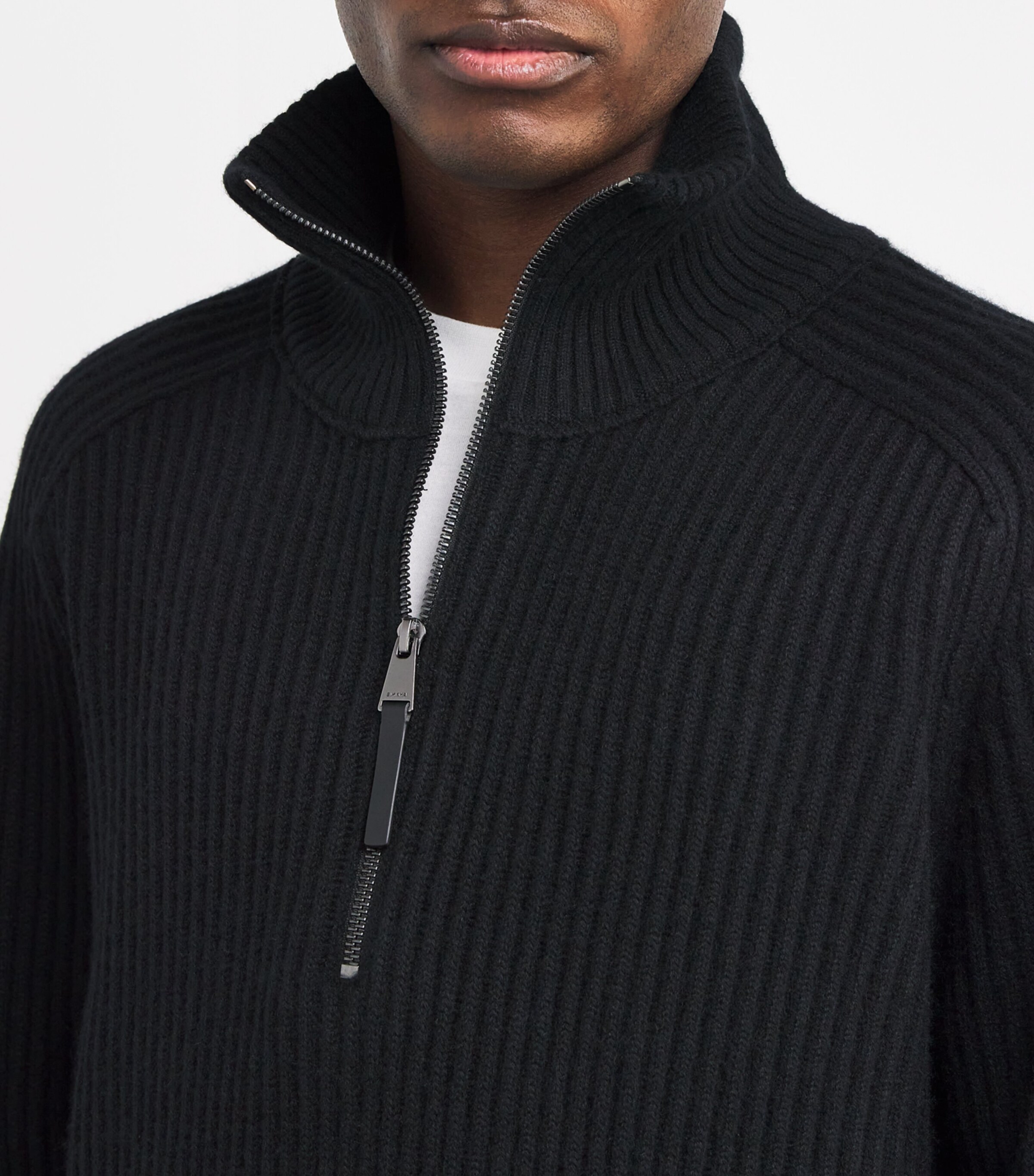 Cashmere-Blend Half-Zip Henry Sweater BLACK Image 6