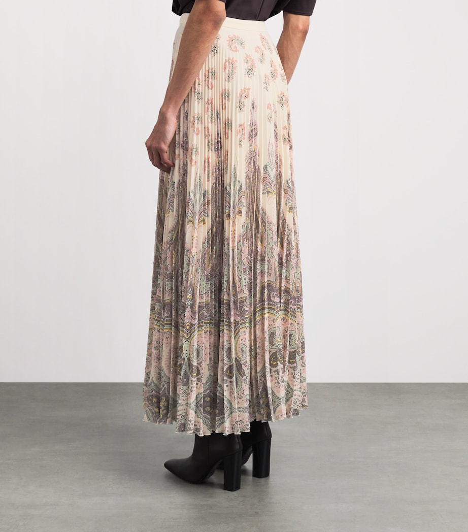 Etro Womens Paisley Print Pleated Maxi Skirt Prnt/beig Base Image 5