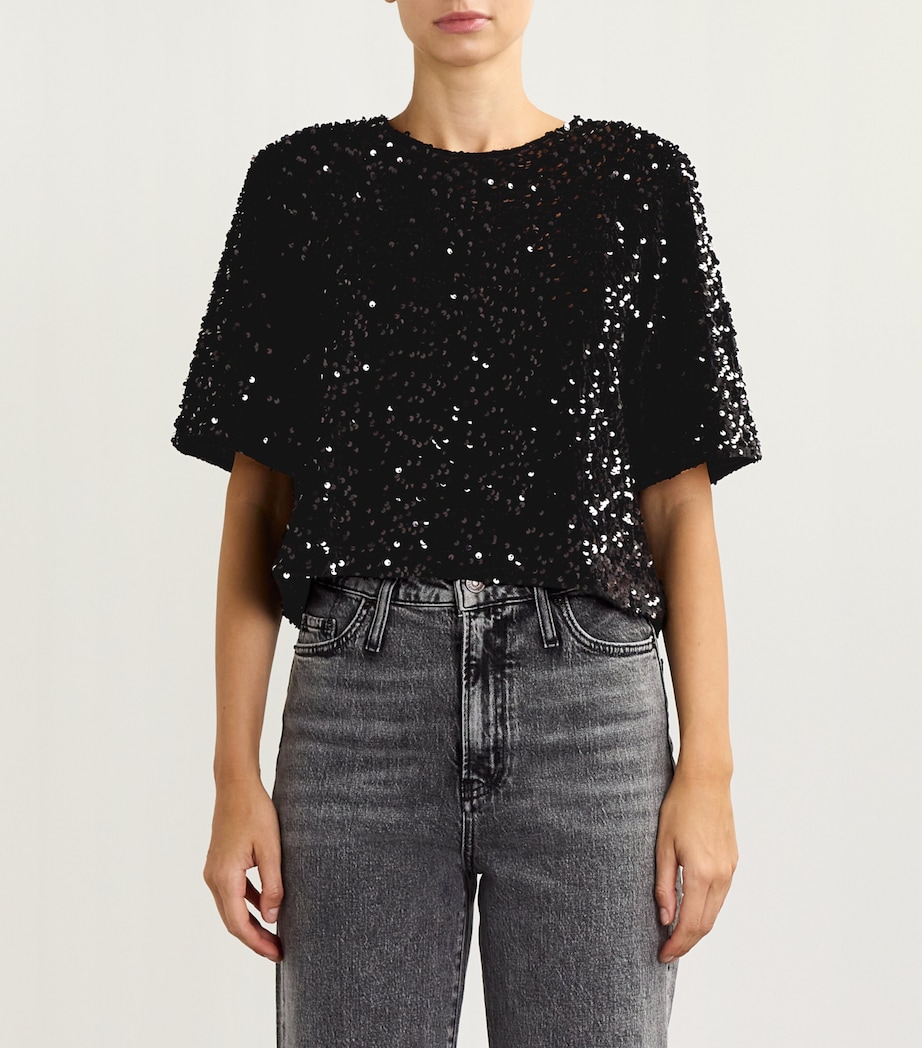 Velvet Embellished Top BLACK Image 3