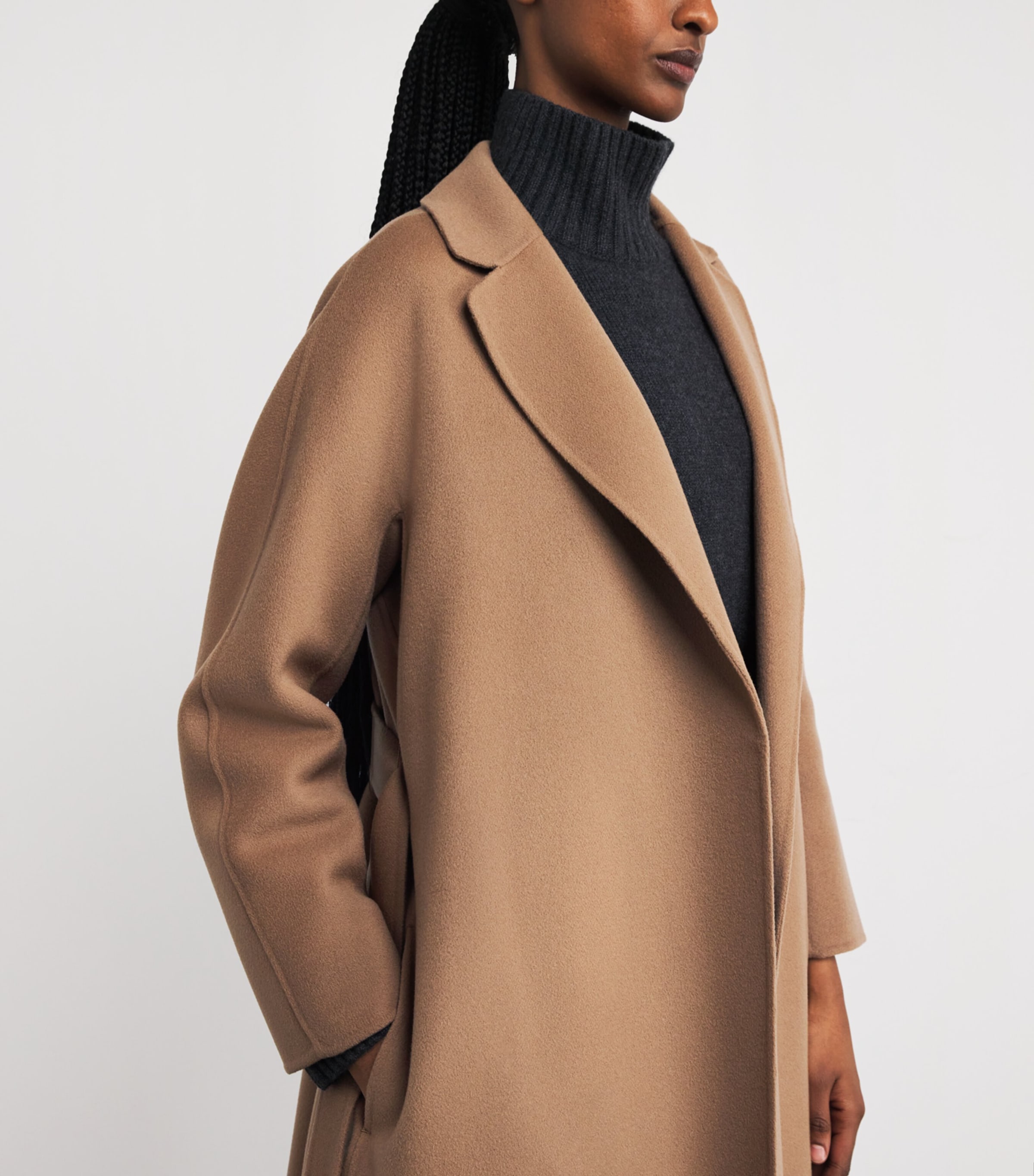 Virgin Wool Wrap Coat CAMEL Image 6