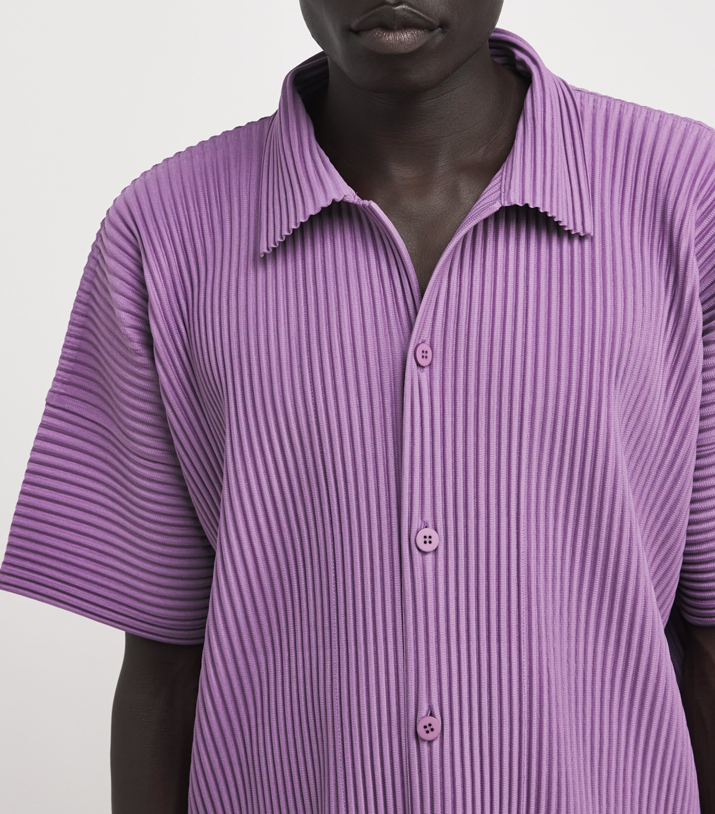 Homme Plissé Issey Miyake Purple Pleated Polo Shirt | Harrods US