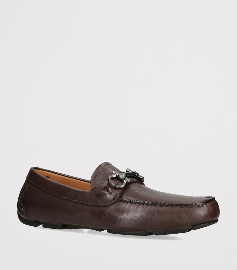 Salvatore Ferragamo Leather Parigi Driving Shoes Dark Brown Image 2