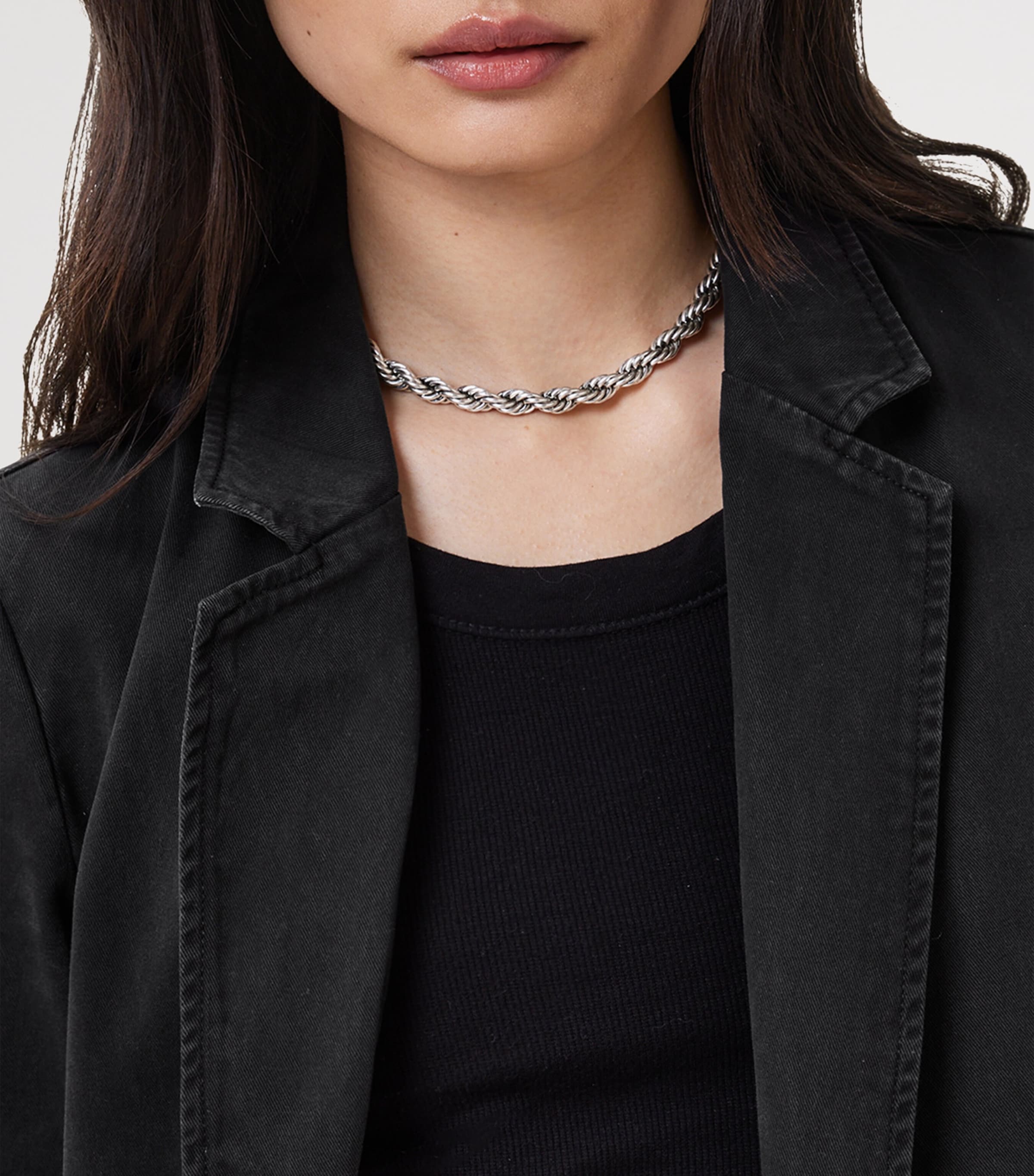 AllSaints Womens Denim Aleida Blazer Washed Black Image 8