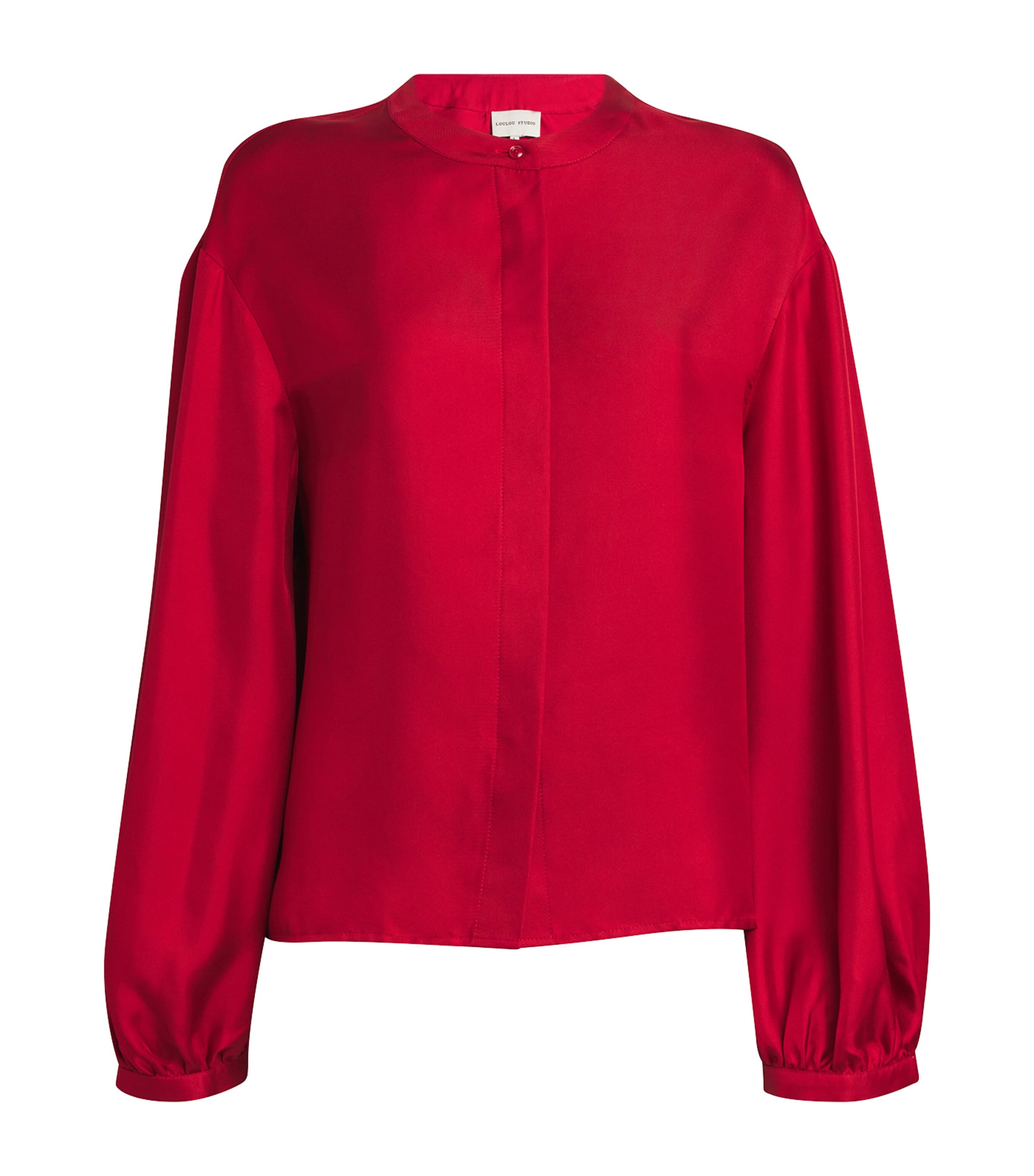 Shop Loulou Studio Silk Long-sleeve Lea Blouse In Red