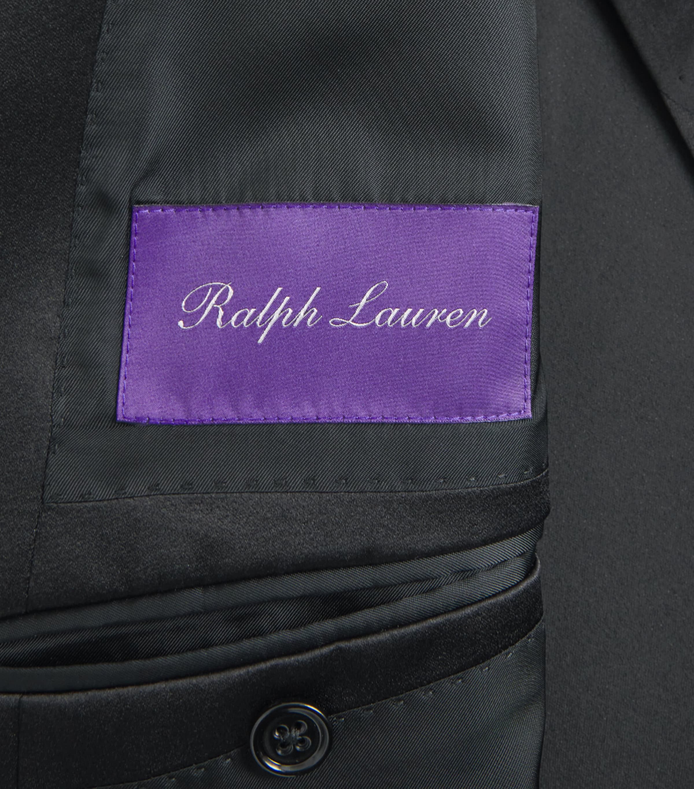 Ralph Lauren Purple Label Mens Cotton-Silk Double-Breasted Kent Tuxedo Jacket Black Tonal Image 6