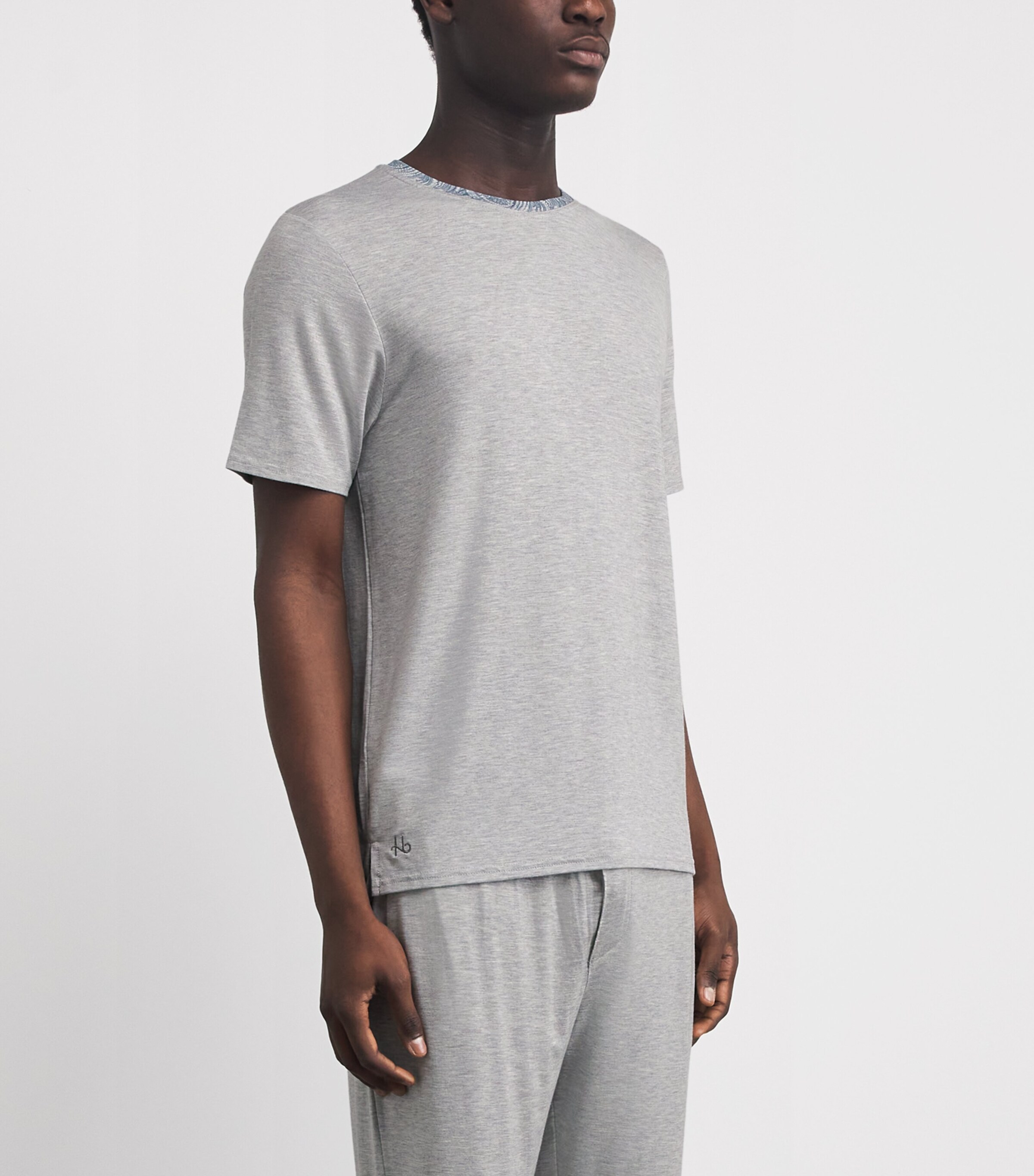 Homebody Mens Liberty-Collar Lounge Top Light Grey Image 4
