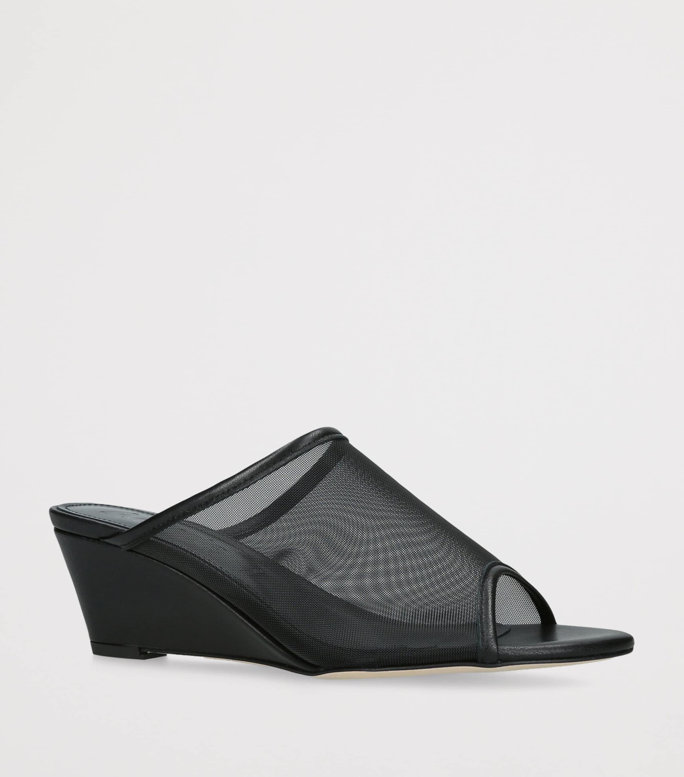 aeyde Leather-Mesh Suzanne Wedge Sandals 55 Black Image 2