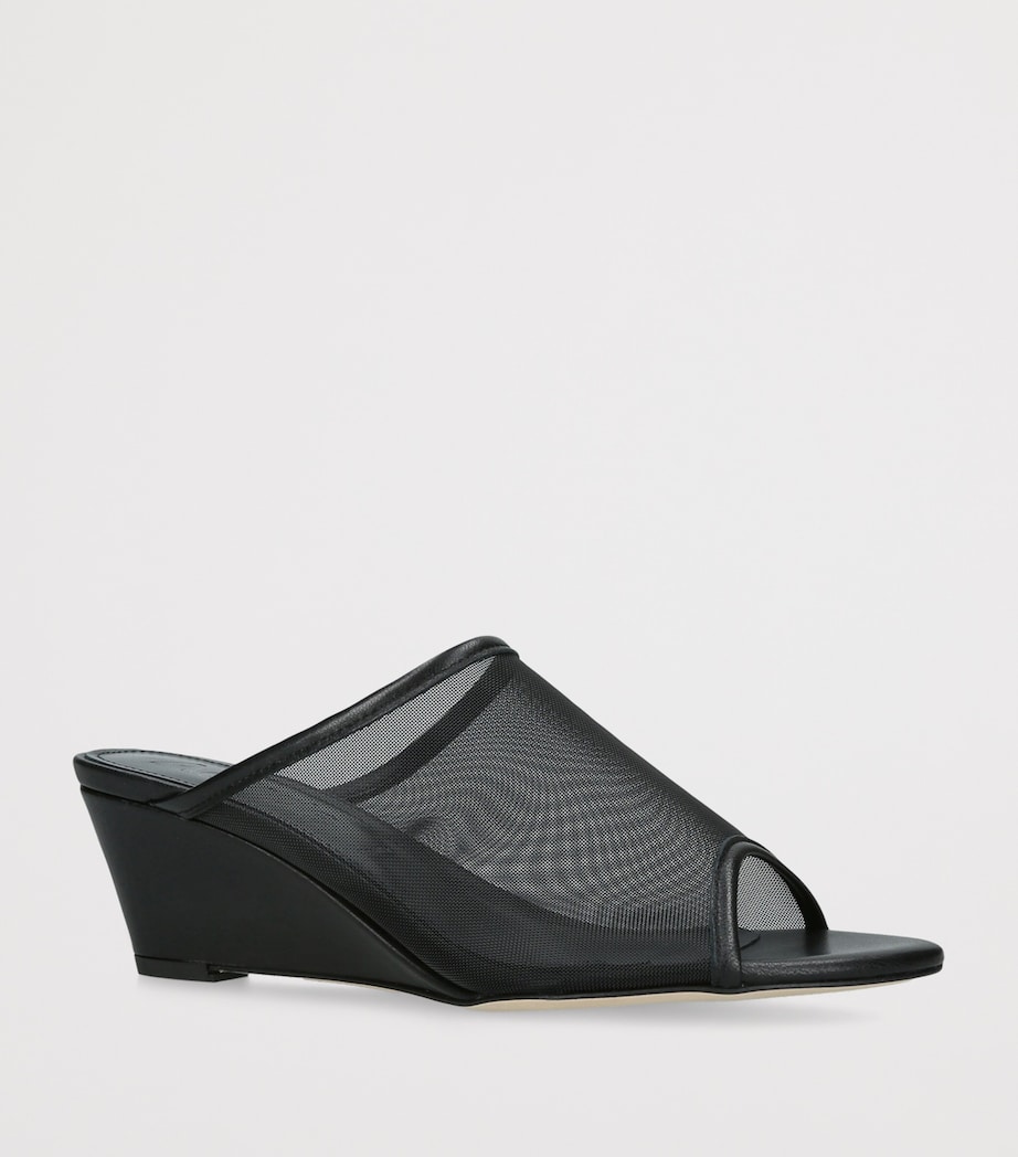 aeyde Leather-Mesh Suzanne Wedge Sandals 55 Black Image 2