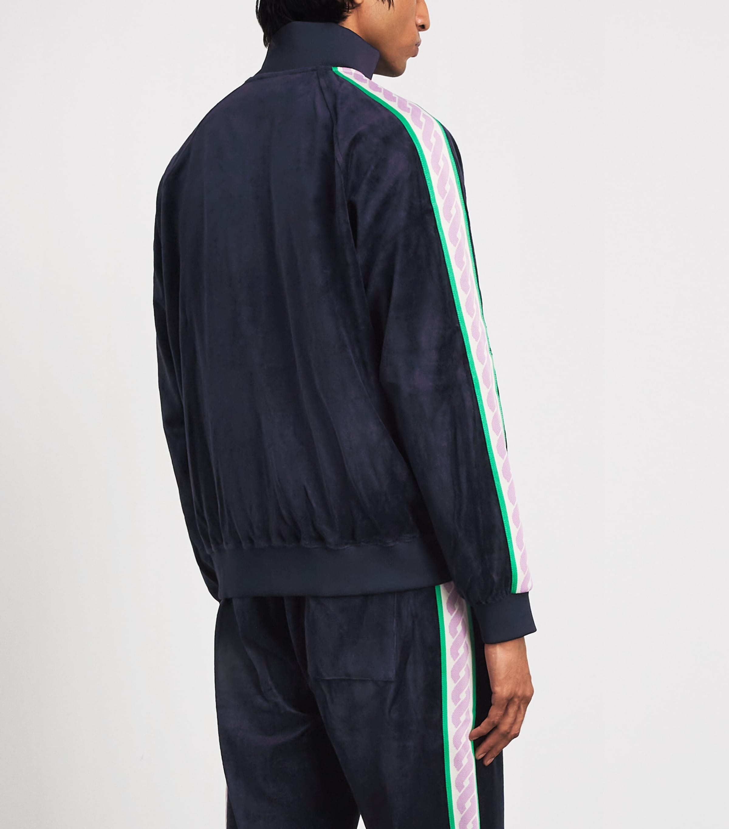 Drôle de Monsieur Mens Velour Embroidered Track Jacket Navy Image 5
