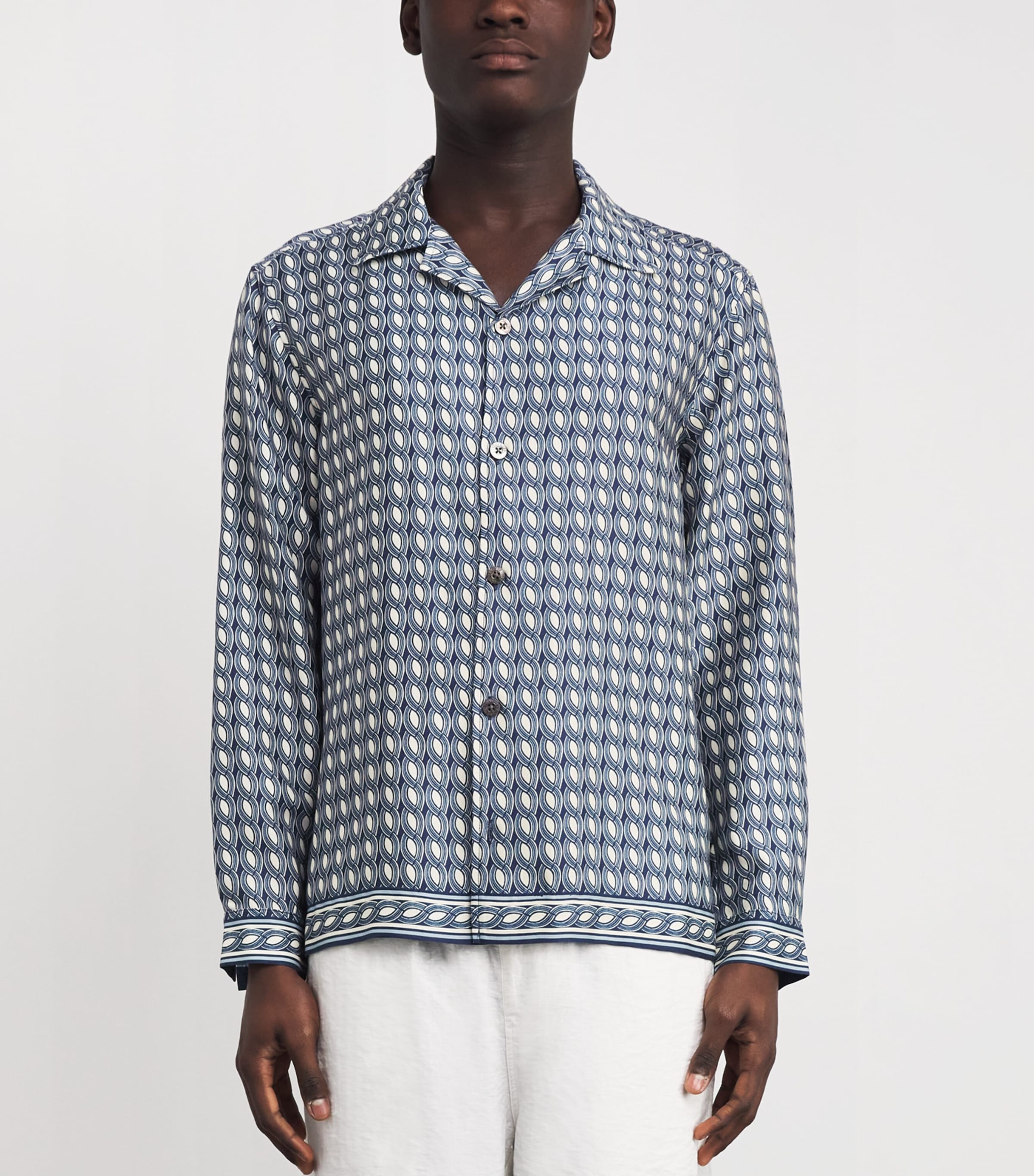 Tencel Moneto Print Shirt NAVY -12 Image 3