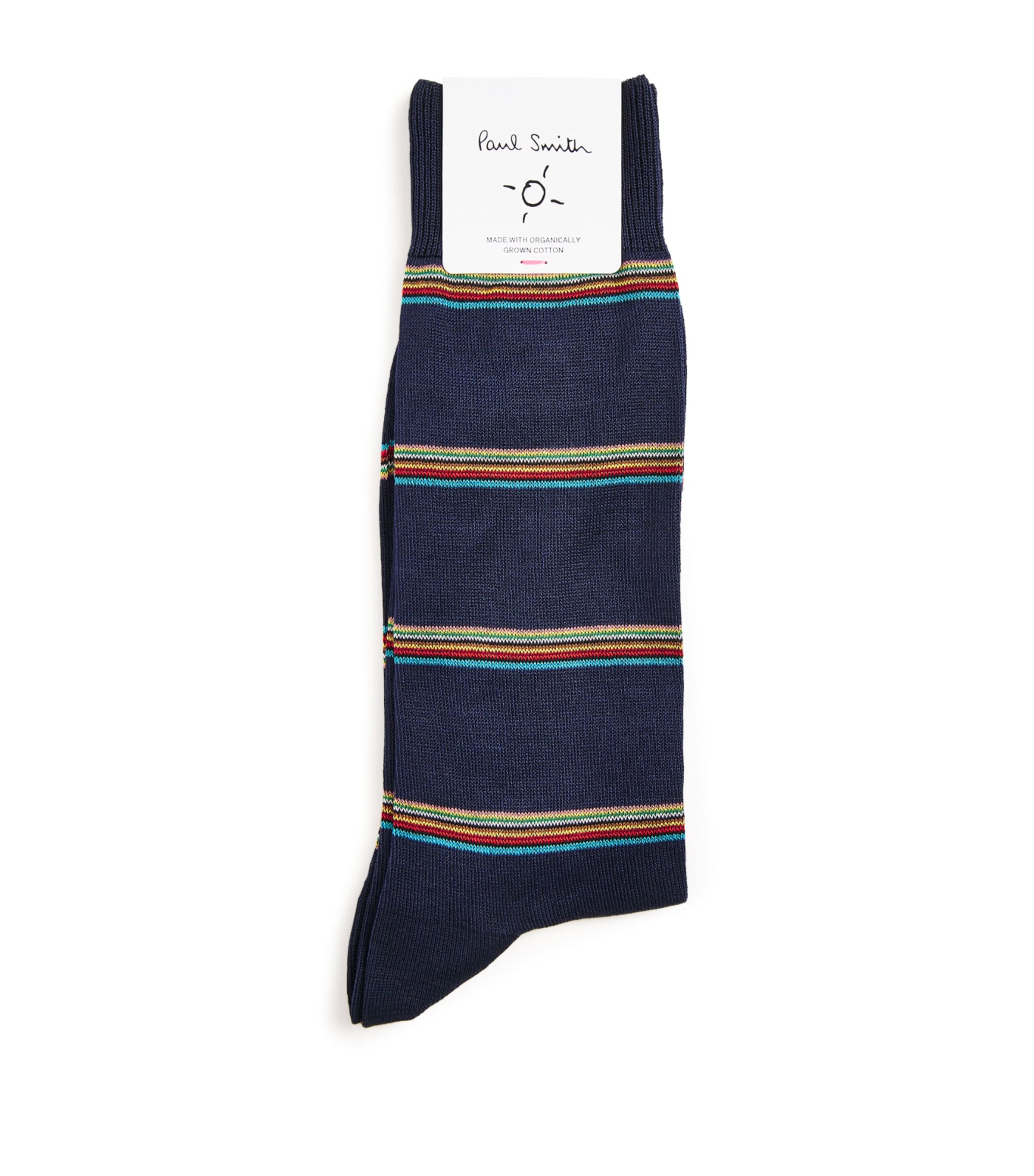Cotton-Blend Signature Stripe Block Socks 47 BLUE Image 1