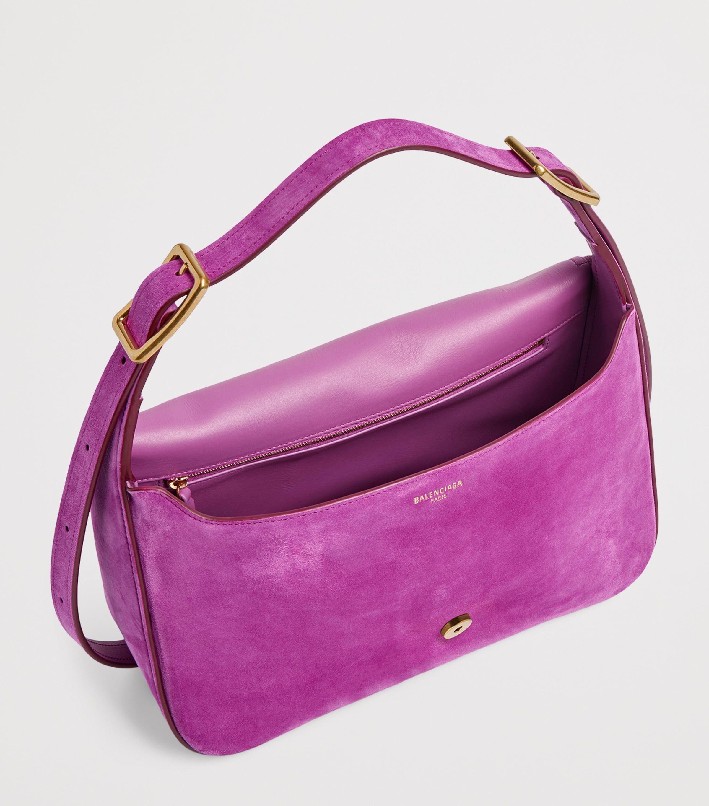 Balenciaga Purple Suede Clicca Shoulder Bag | Harrods US