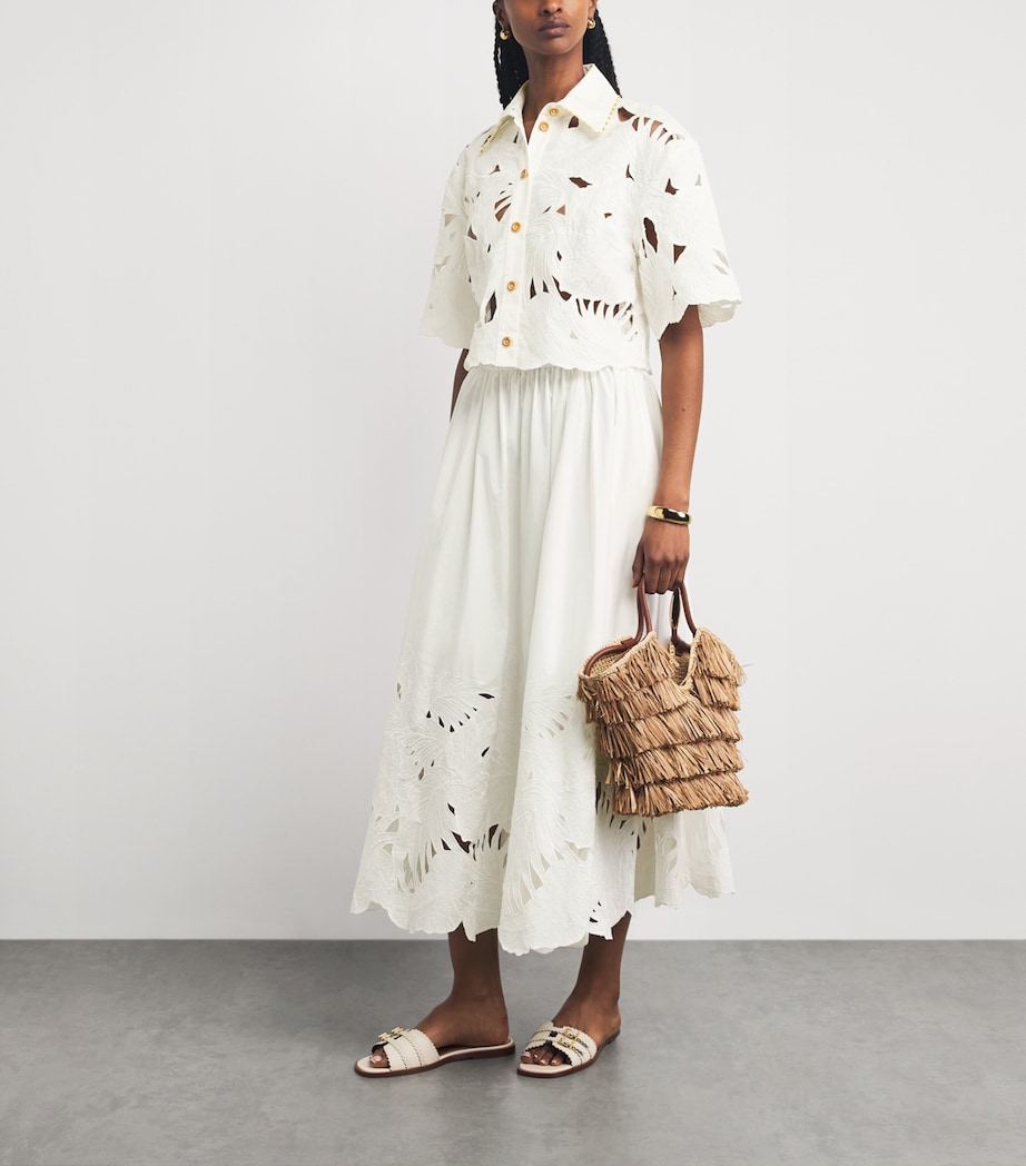 Zimmermann Womens Cotton Embroidered Mahon Shirt Ivo Ivory Image 2