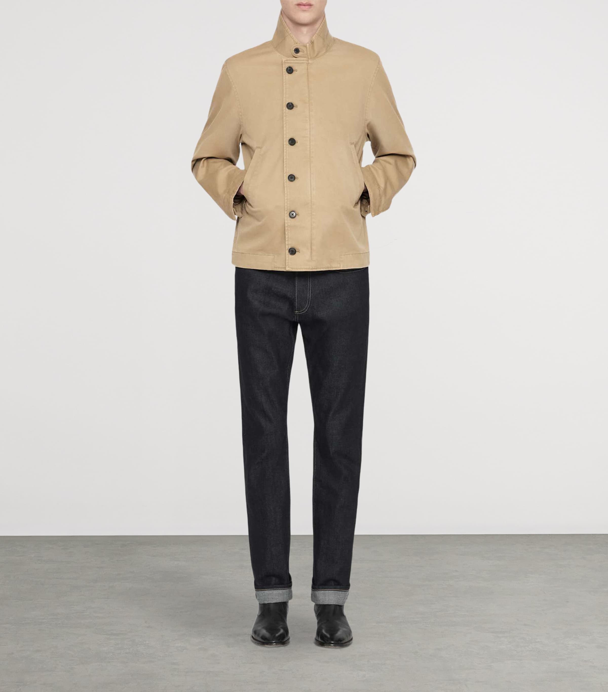 AllSaints Mens Cotton Enfield Jacket Khaki Brown Image 2