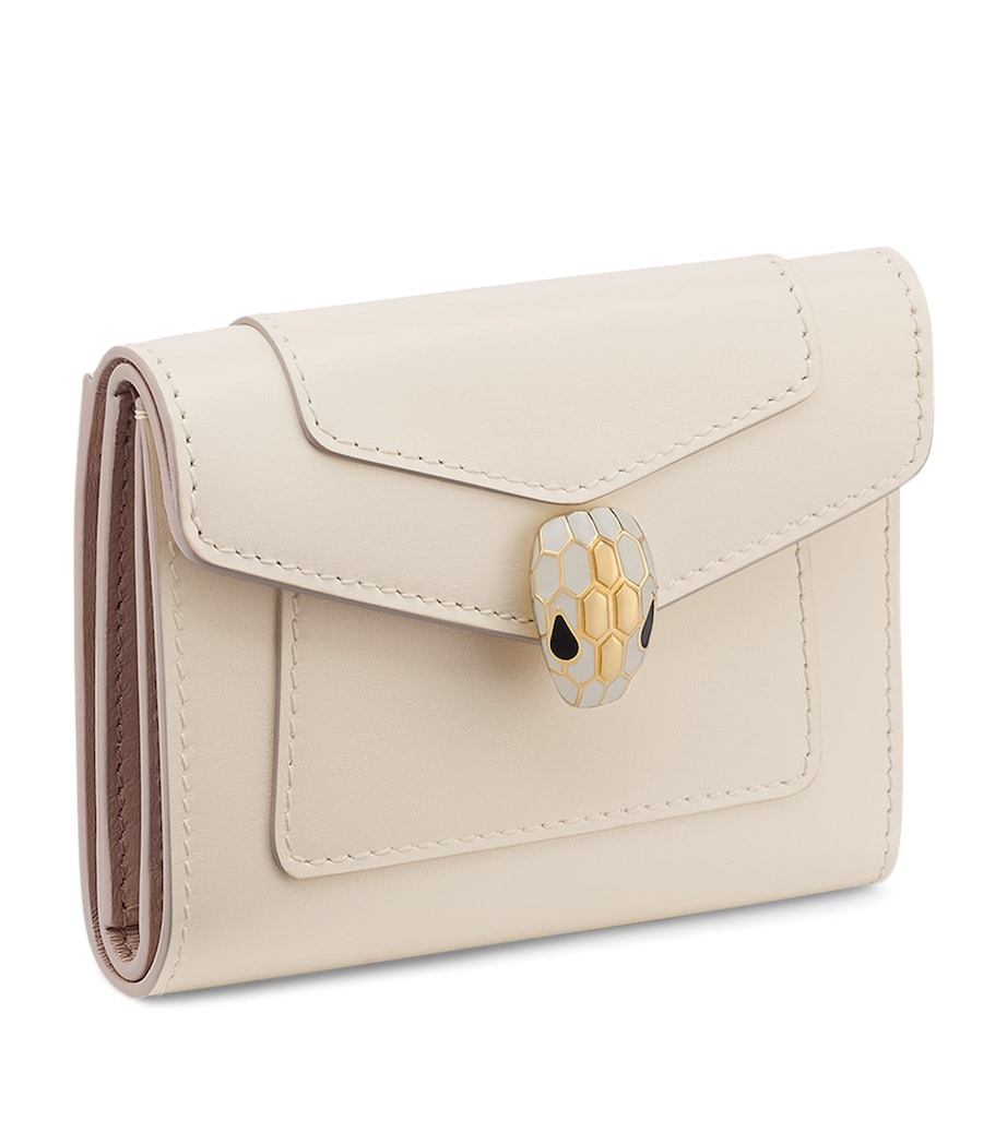 Bvlgari Leather Serpenti Forever Compact Wallet White Image 1