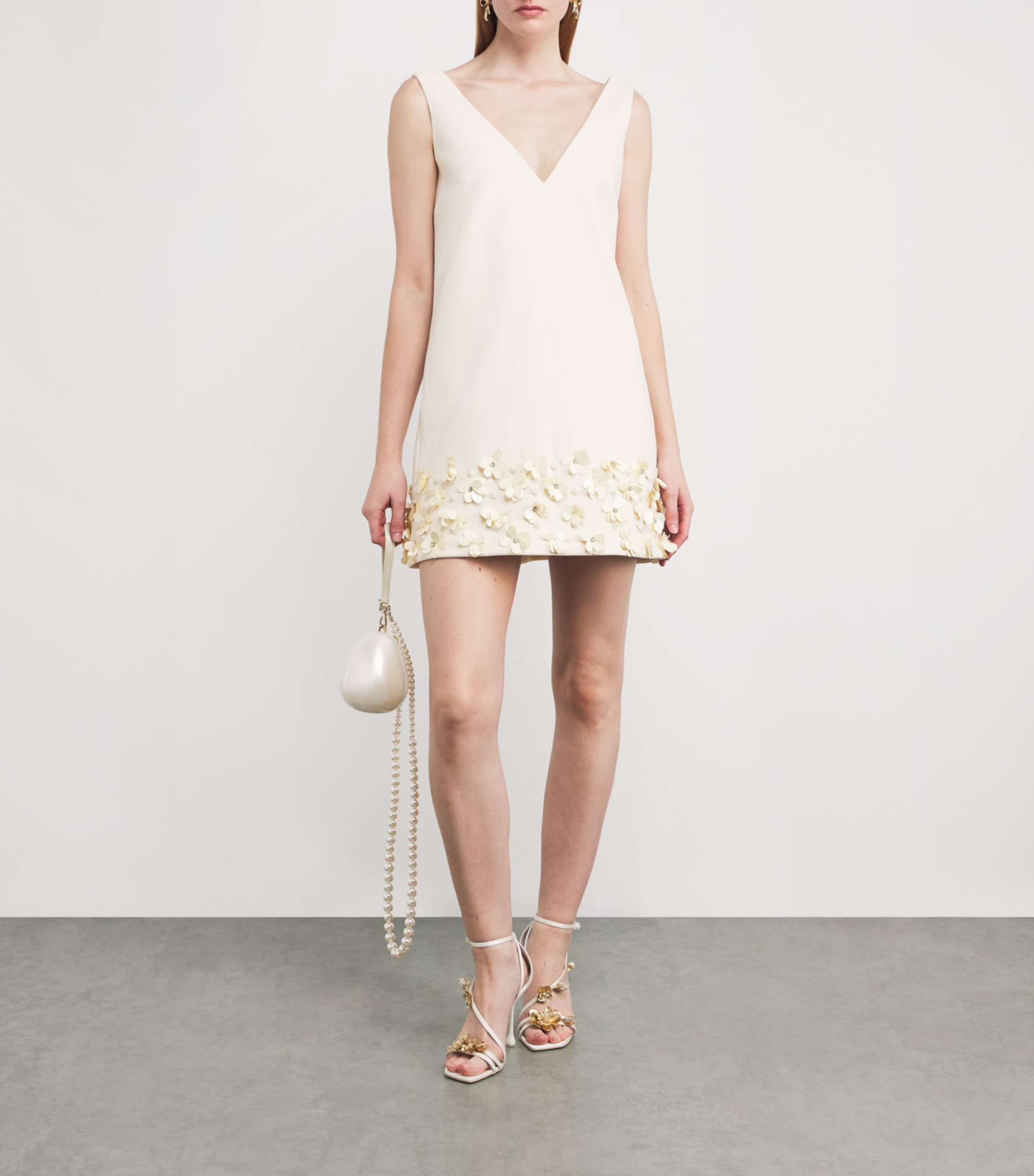 Crepe Sequinned Mini Dress CREAM Image 2