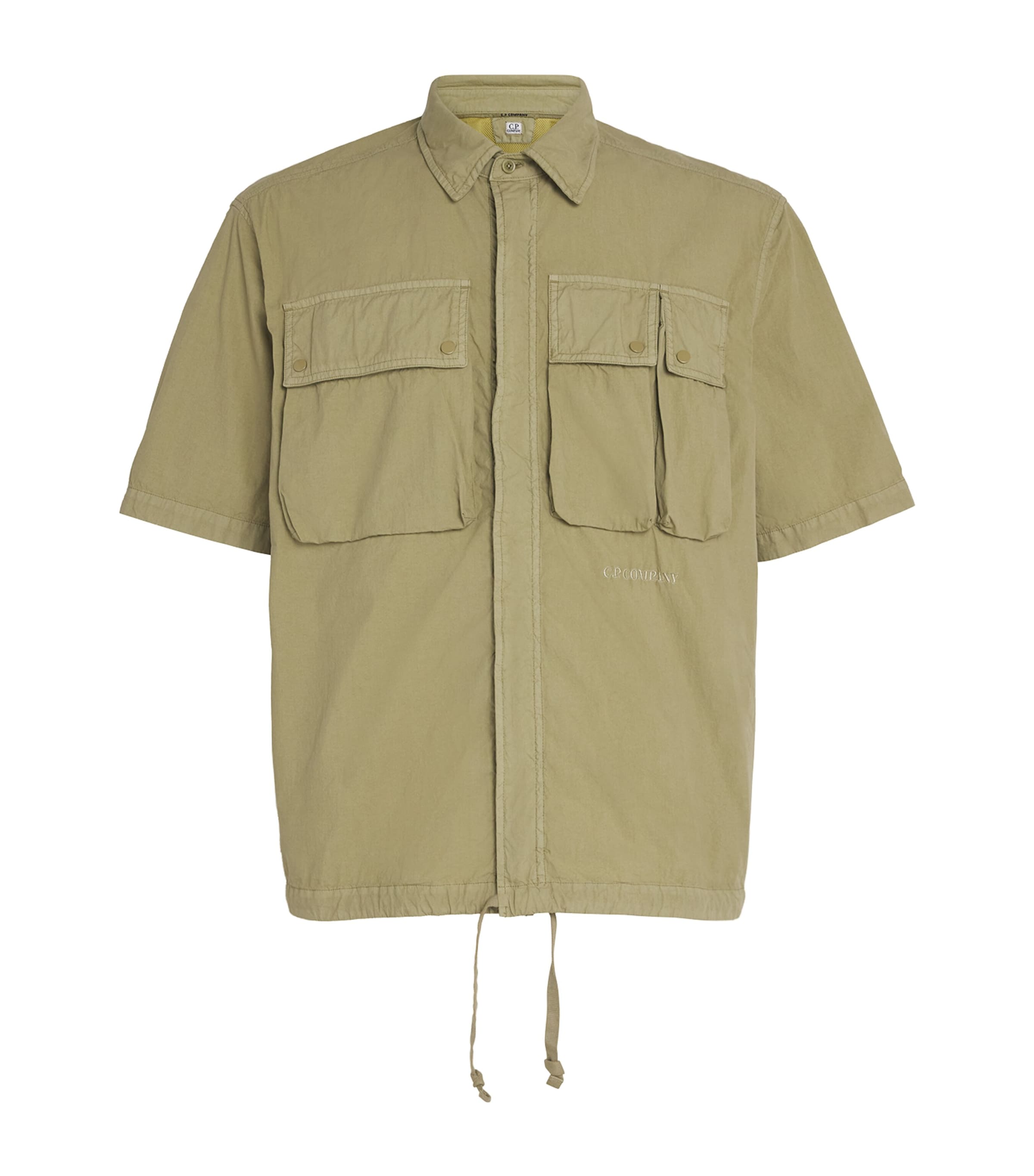 C.P. Company Mens 50 Fili Zip-Up Shirt Dried Herb Image 1