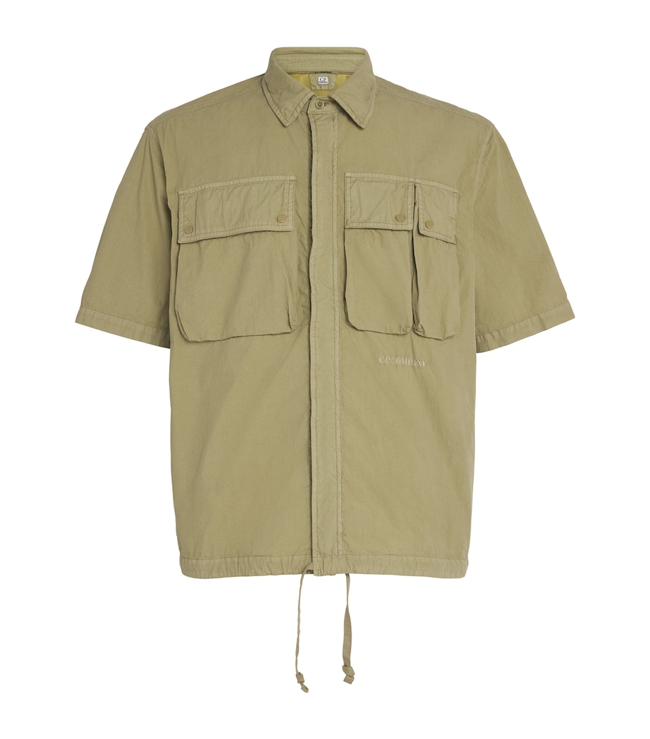 C.P. Company Mens 50 Fili Zip-Up Shirt Dried Herb Image 1