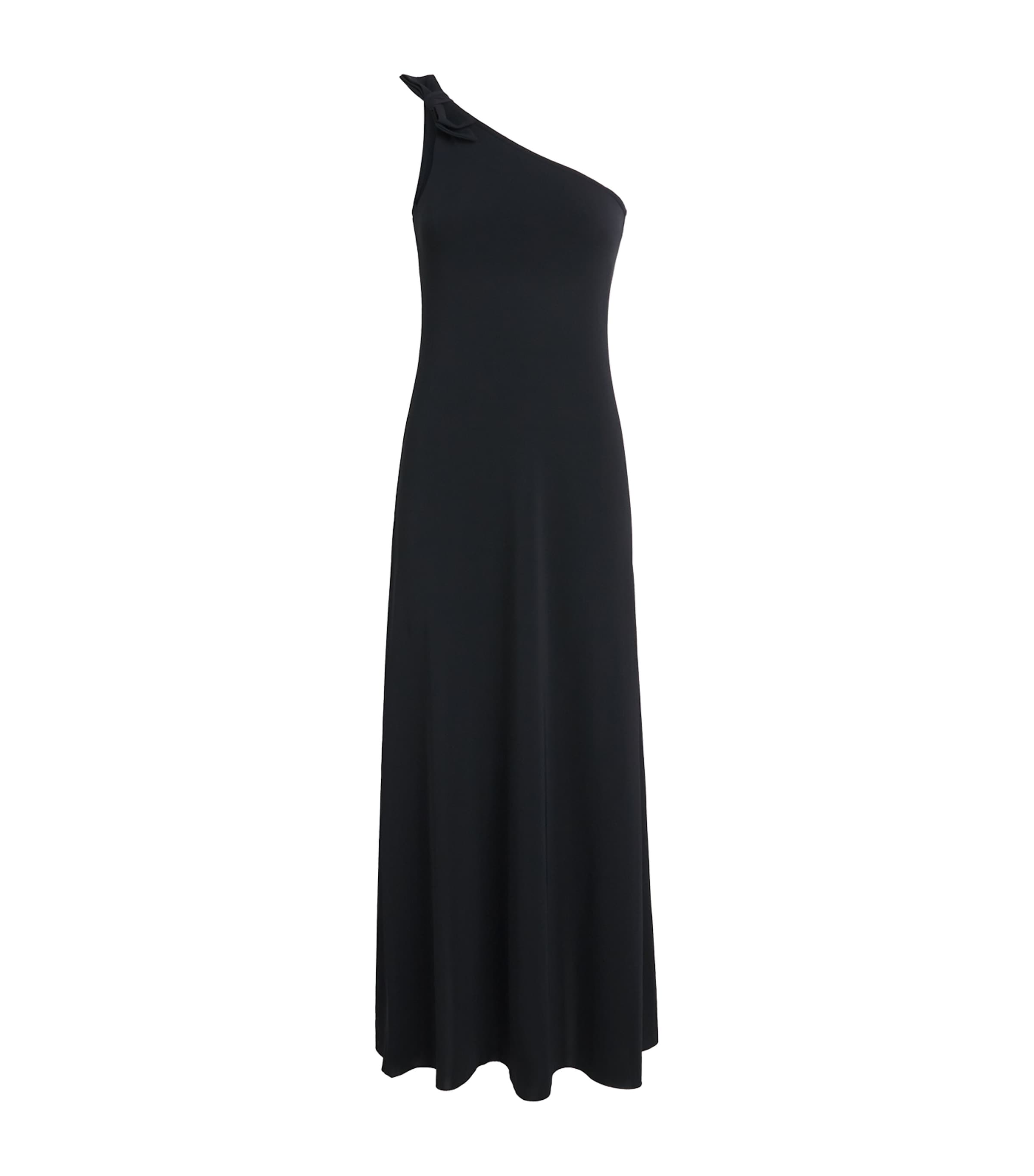 Eres One-shoulder Midi Dress In Black