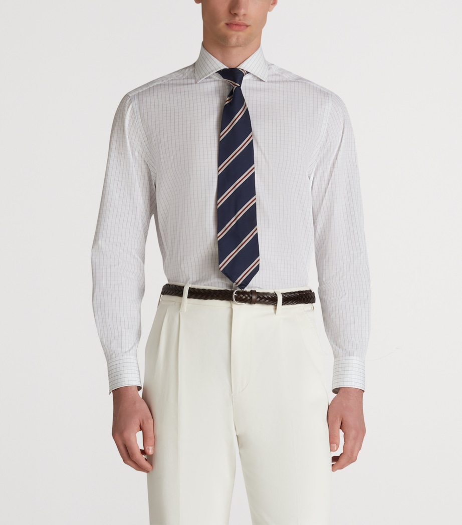 Giza Cotton Tattersall Check Shirt 122BLUE WHITE Image 2