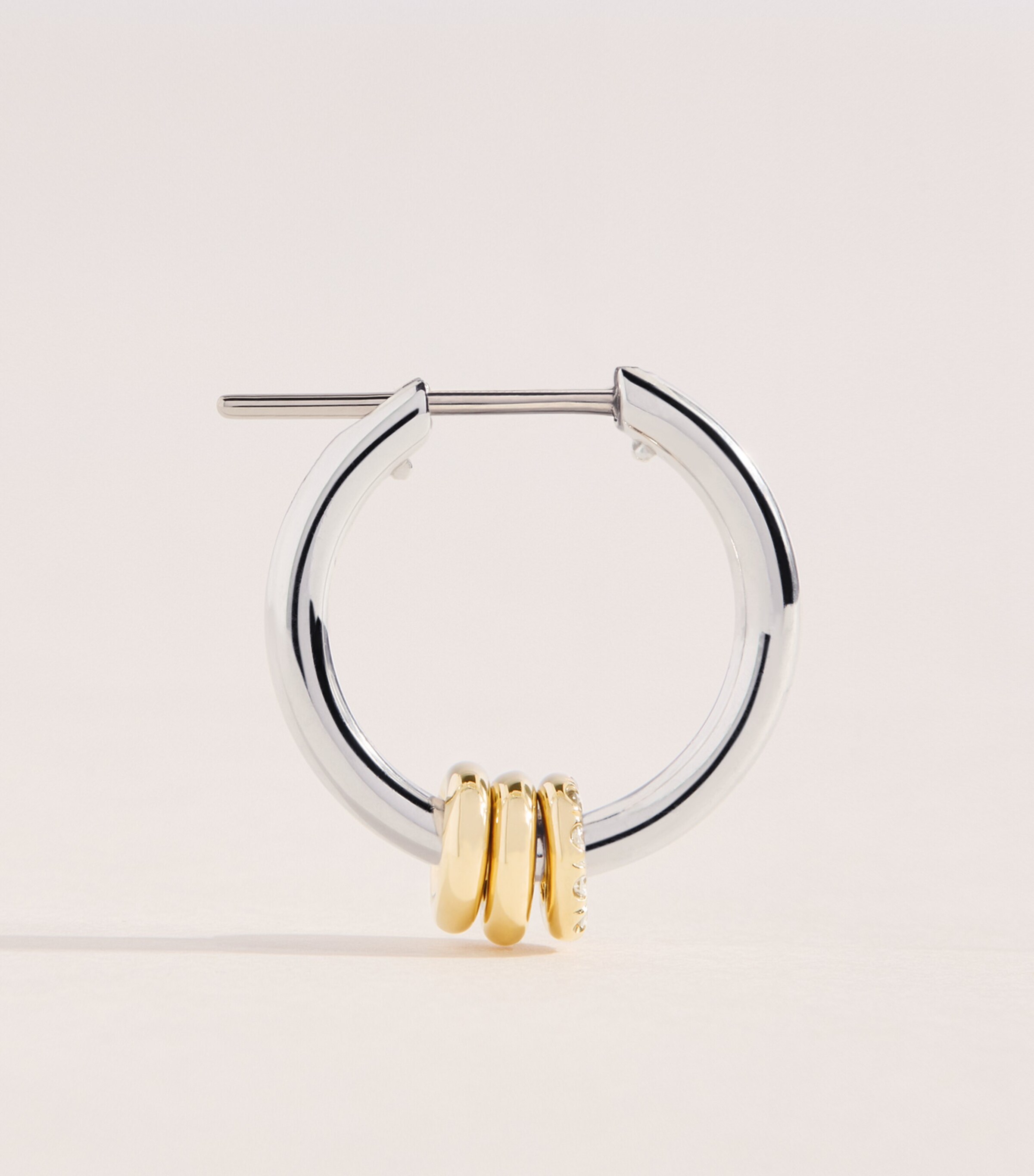 Spinelli Kilcollin Sterling Silver, Yellow Gold and Diamond Ara Deux Hoop Earrings Sterling Silver Image 3