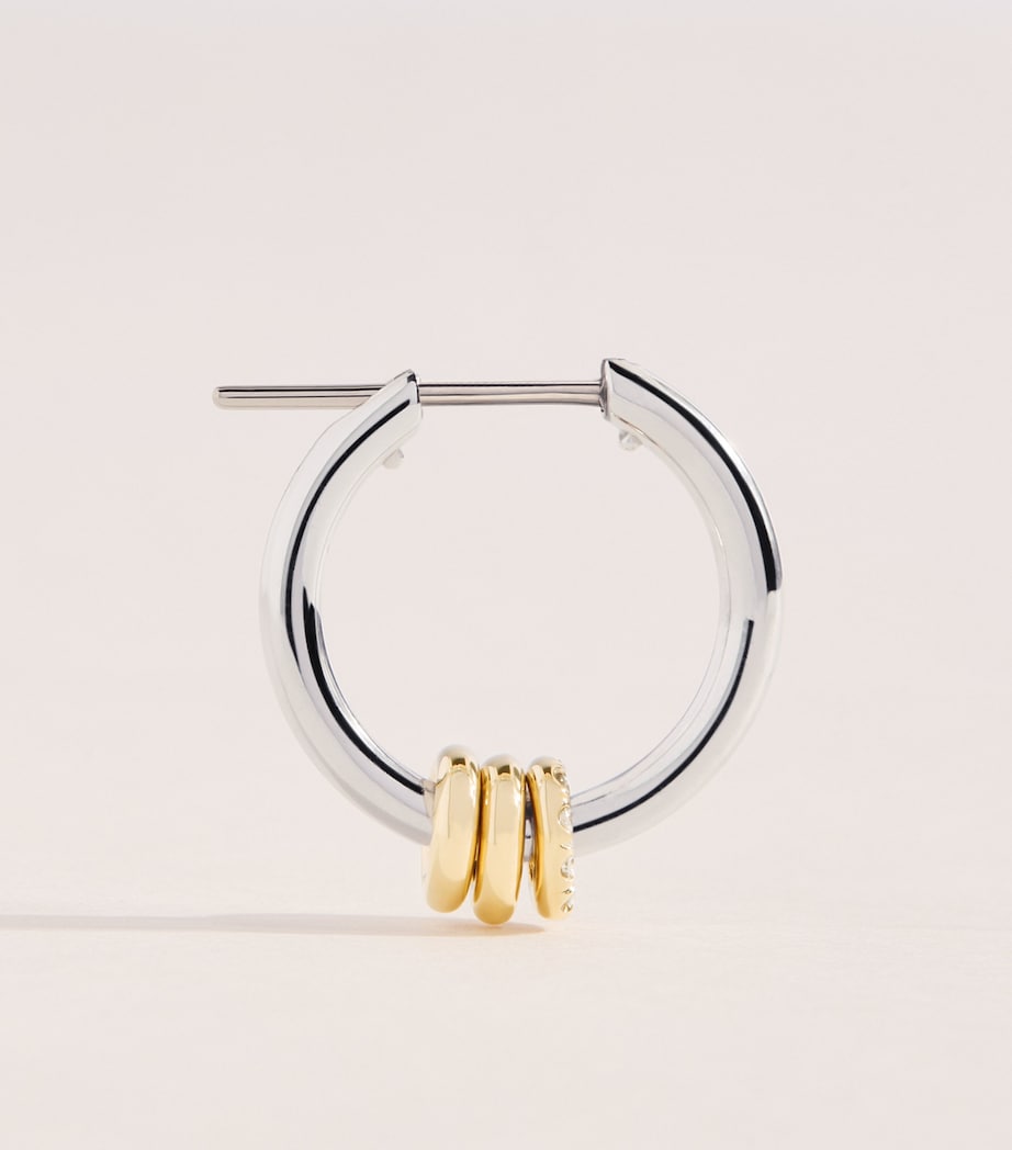 Spinelli Kilcollin Sterling Silver, Yellow Gold and Diamond Ara Deux Hoop Earrings Sterling Silver Image 3