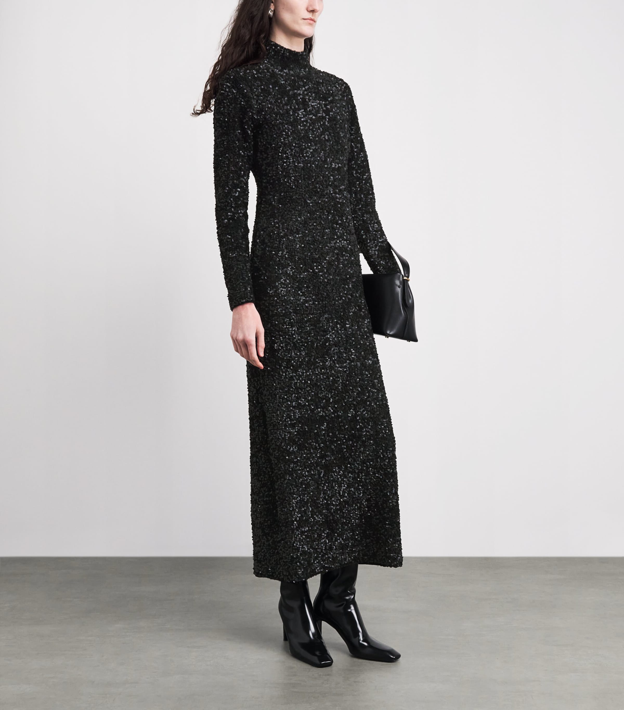 Adam Lippes Womens Sequinned Samadhi Midi Dress Black Image 2