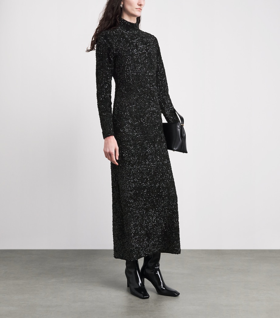 Adam Lippes Womens Sequinned Samadhi Midi Dress Black Image 2