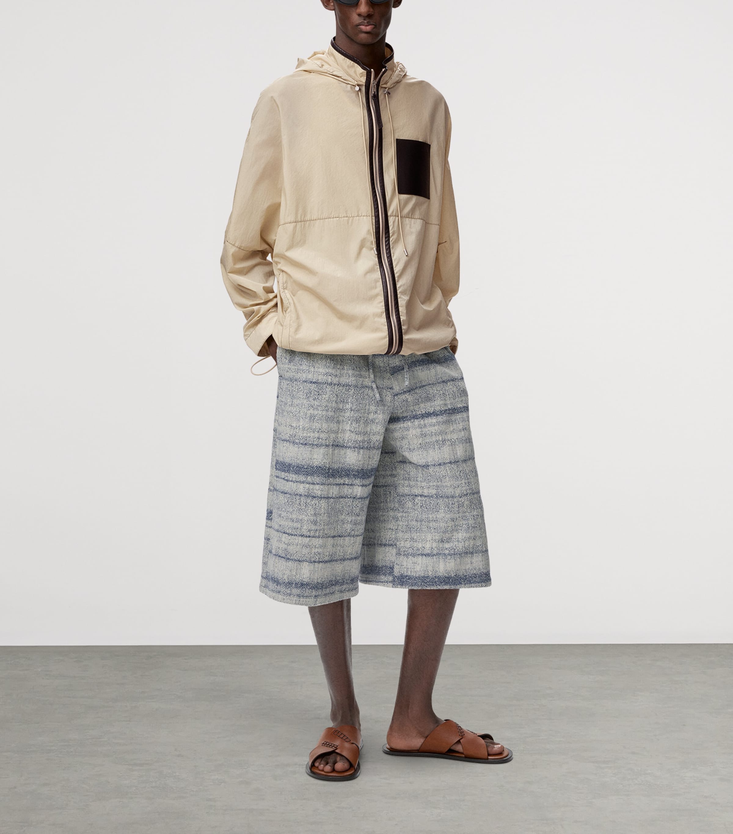 LOEWE Mens x Paula's Ibiza Denim Beaded-Effect Shorts Blue Image 2