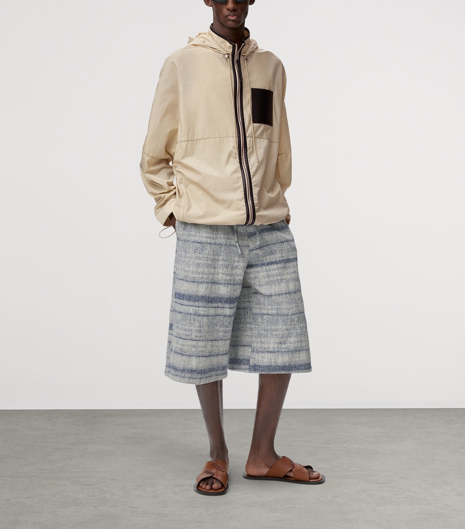 LOEWE Mens x Paula's Ibiza Denim Beaded-Effect Shorts Blue Image 2