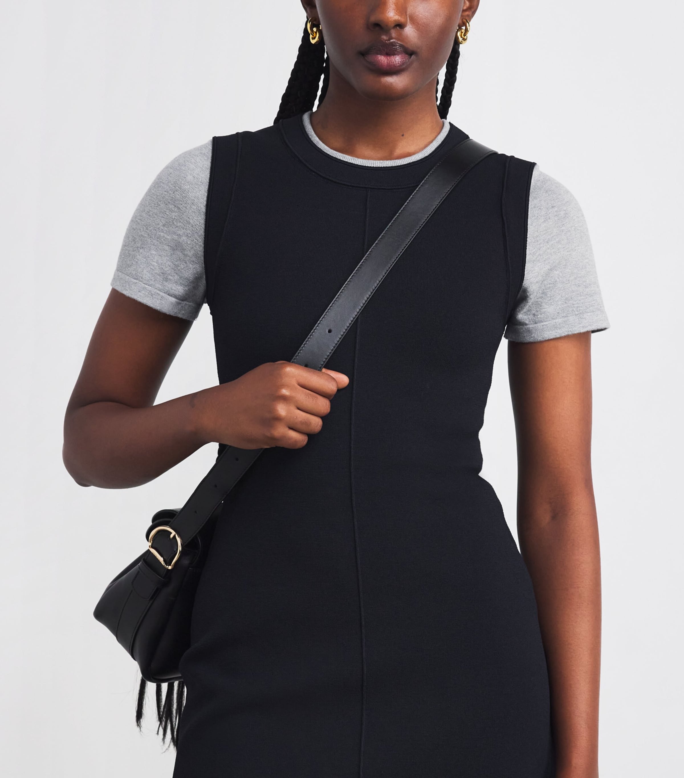 Knit Contrast-Sleeve Mini Dress NAVY BLUE Image 4