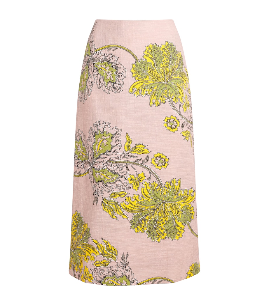 La Doublej Womens Stretch-Cotton Floral Midi Skirt Swathe Placée Image 1