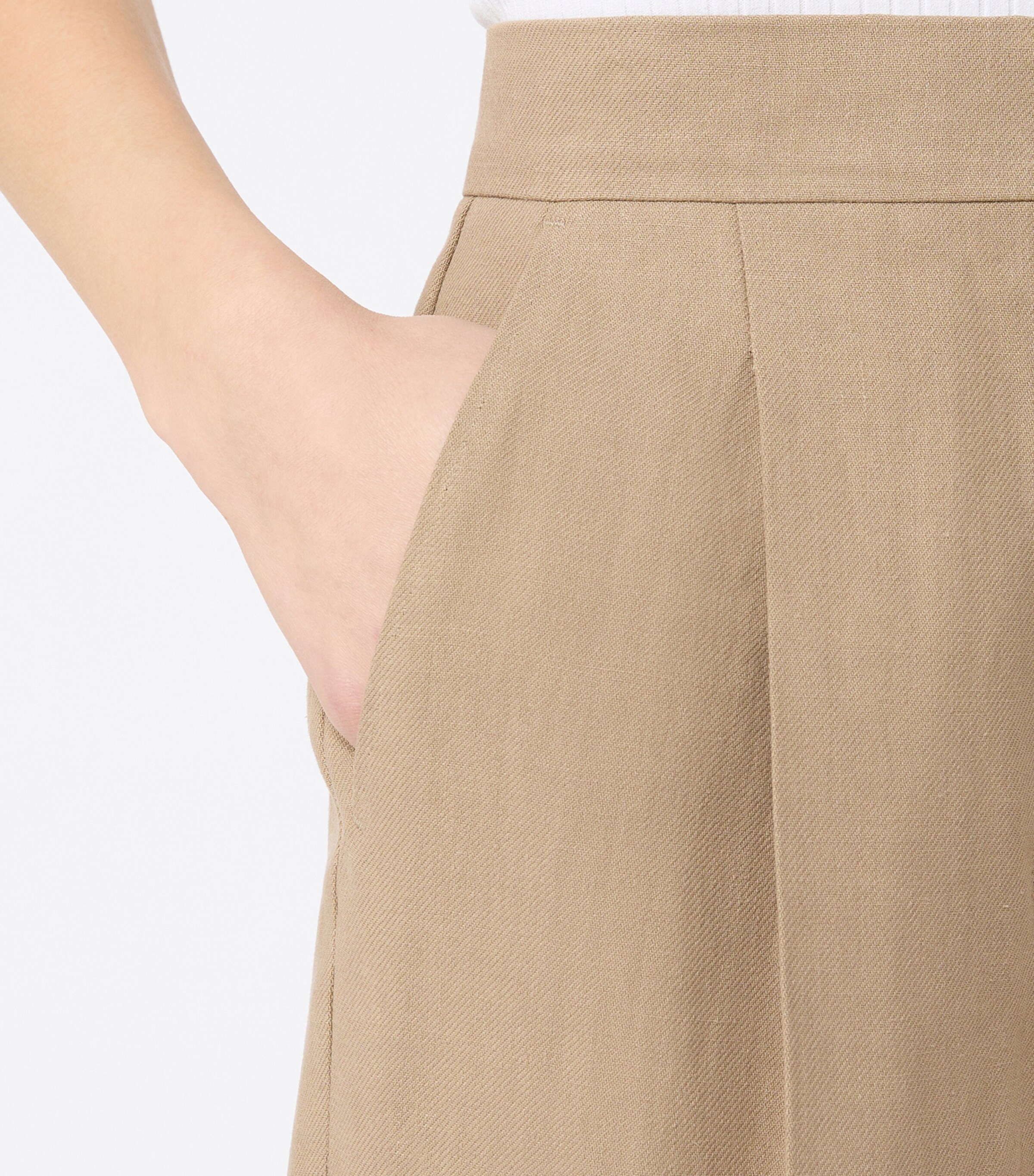 Max Mara Womens Linen Pleated Wide-Leg Trousers Desert Image 5