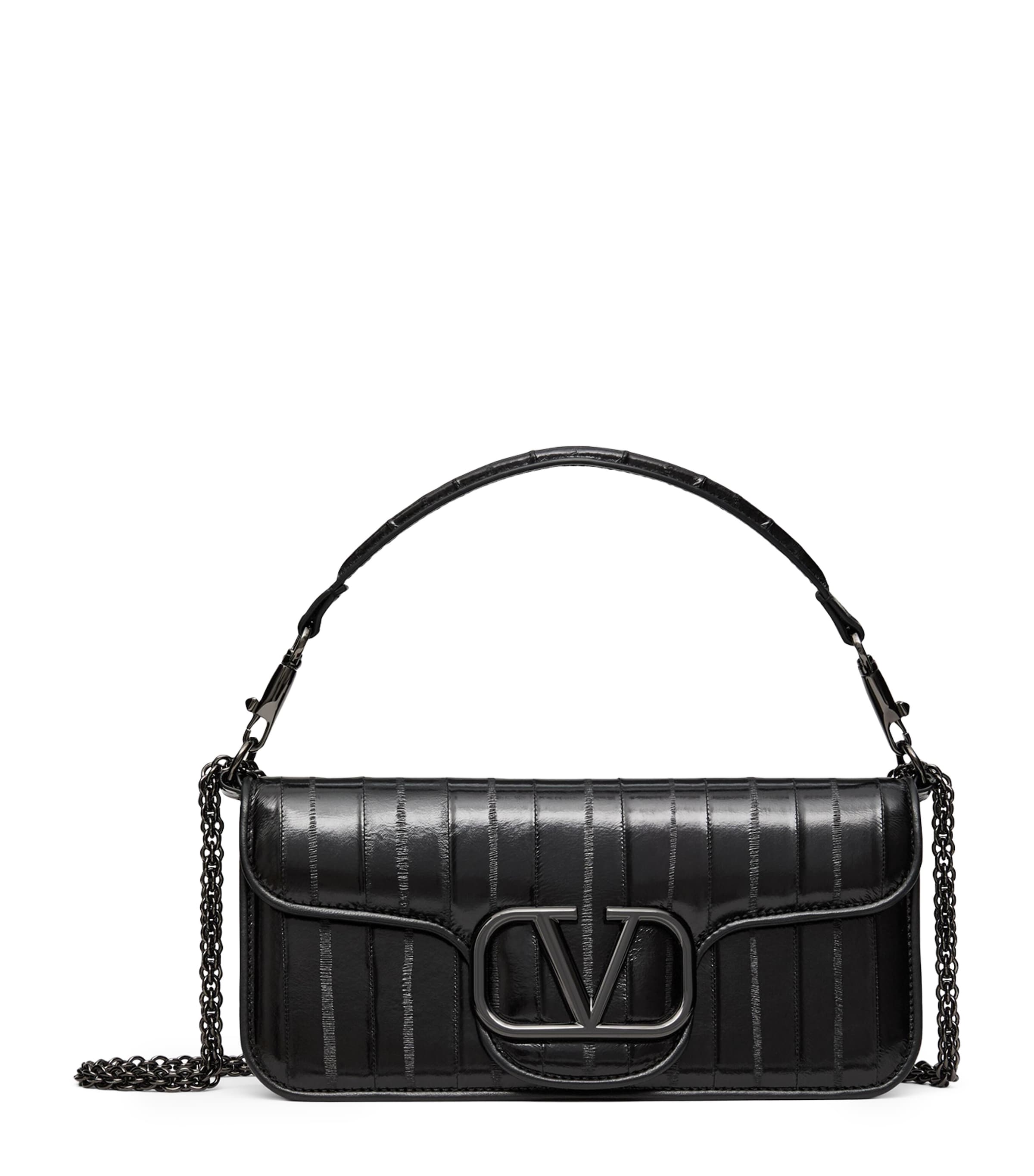 Valentino Garavani Patent Leather Locò Shoulder Bag In Black