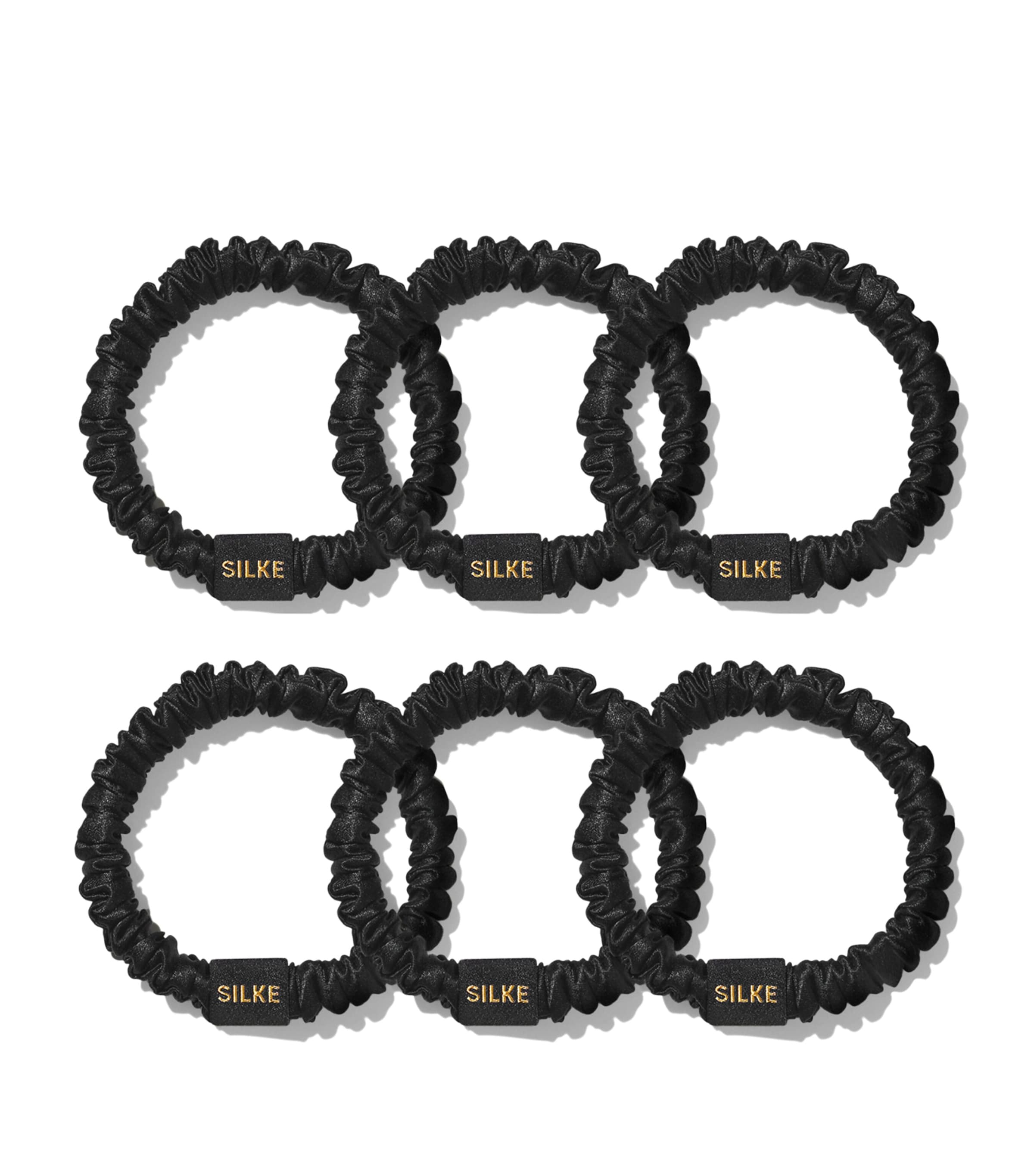 Mulberry Silk Hair Ties (Set of 6) BLACK Image 2