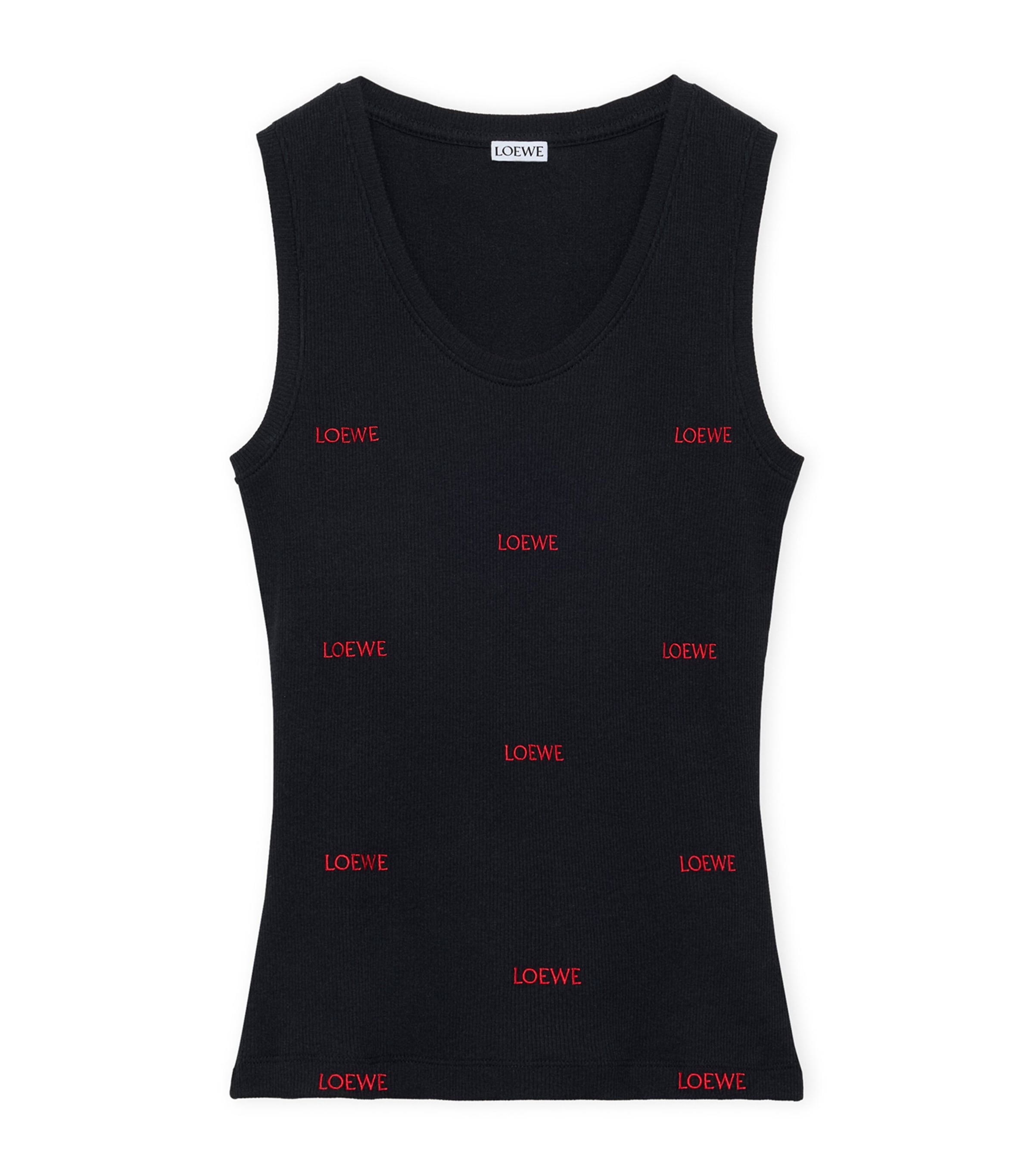 LOEWE Womens Embroidered Logo Tank Top Black Image 1