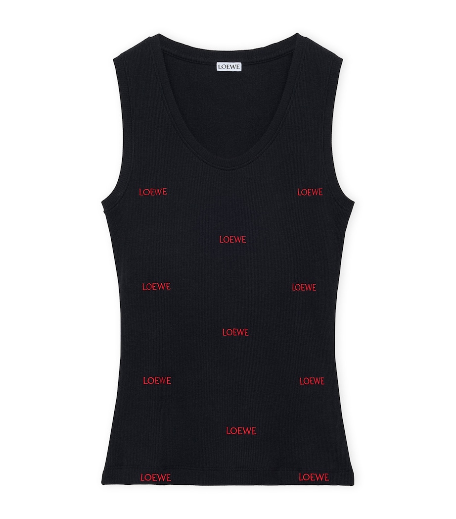 LOEWE Womens Embroidered Logo Tank Top Black Image 1