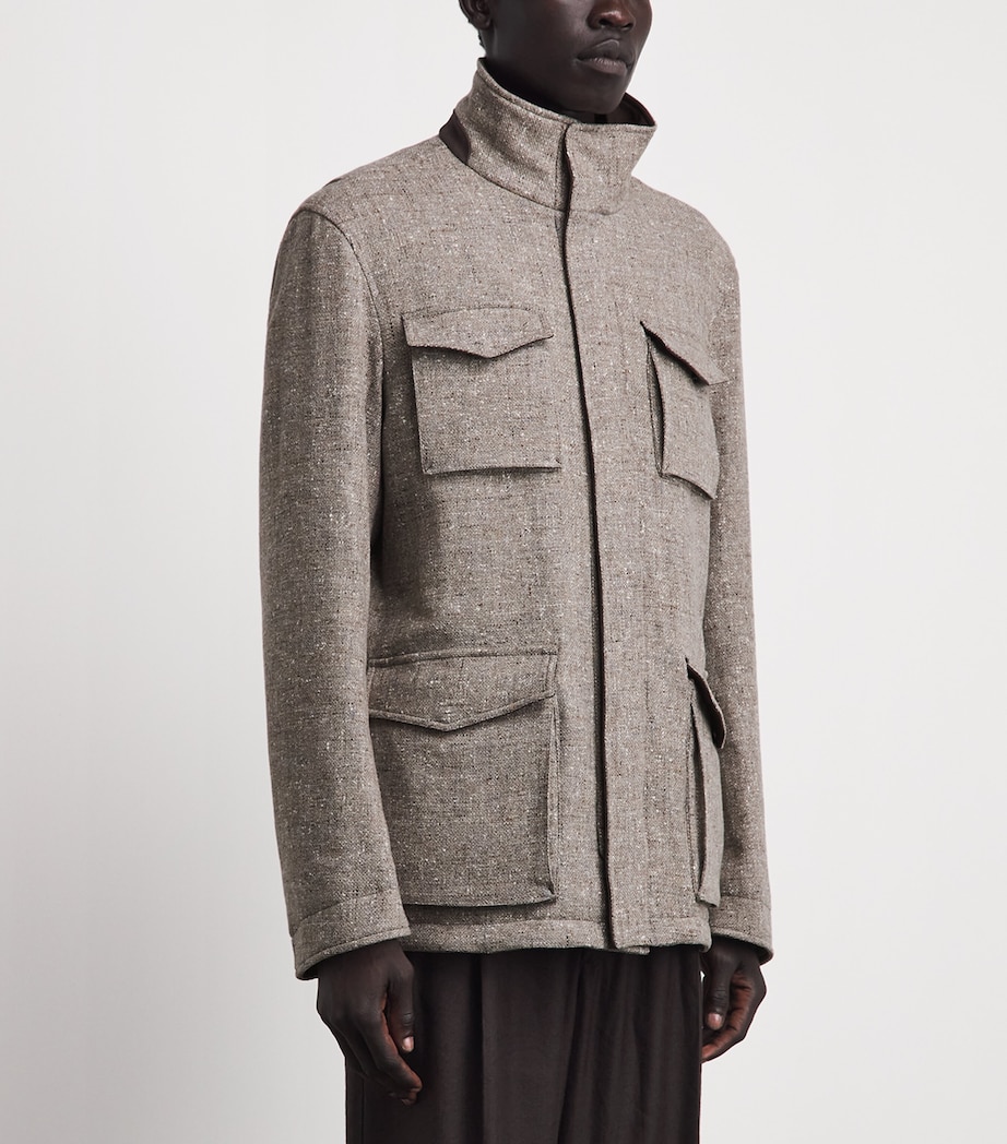 Herno Mens Wool Hybrid High-Neck Jacket Taupe Image 4