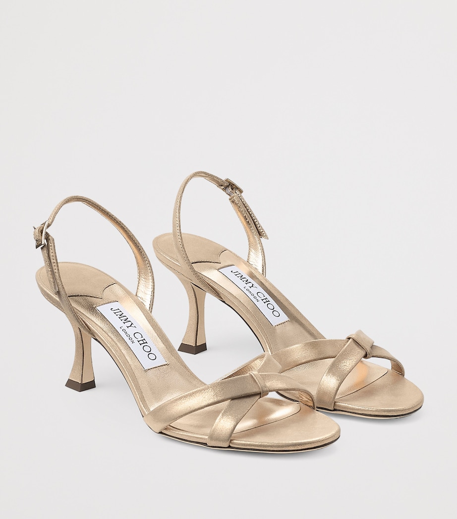 Elsy 70 Metallic Leather Sandals GOLD Image 5