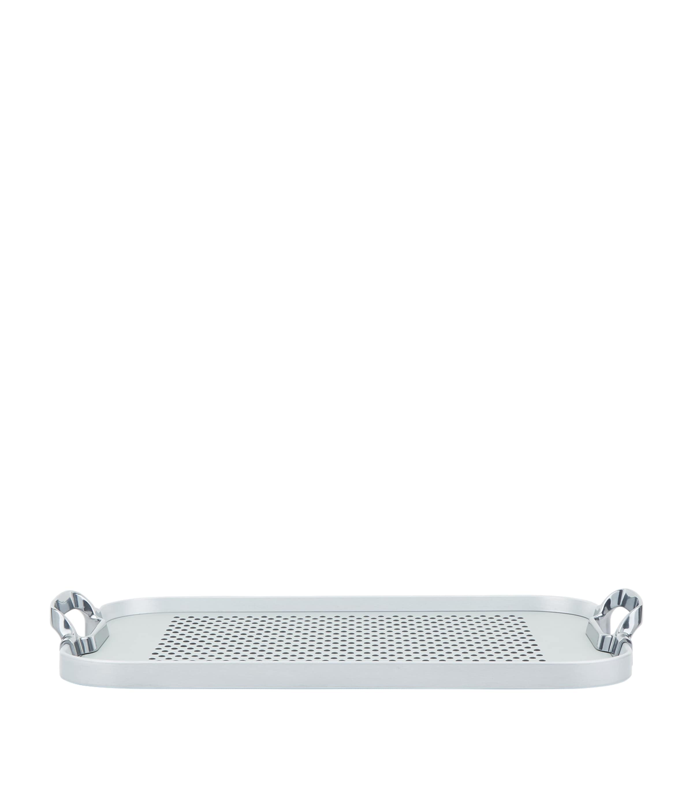 Shop Kaymet Rubber Grip Cut Out Handle Tray In Silver