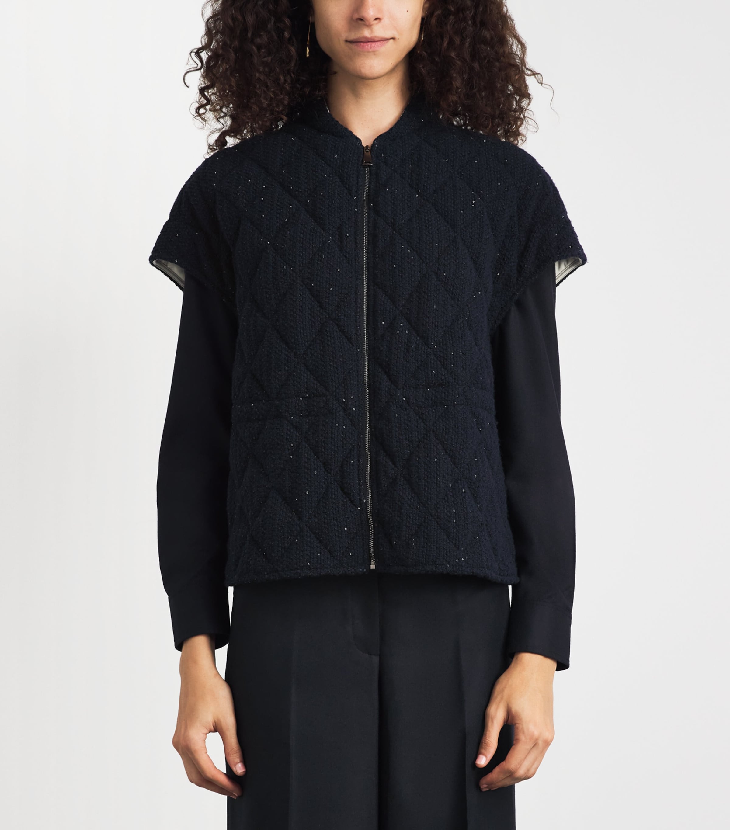 Fabiana Filippi Womens Quilted Sleeveless Gilet Blu Notte Image 4