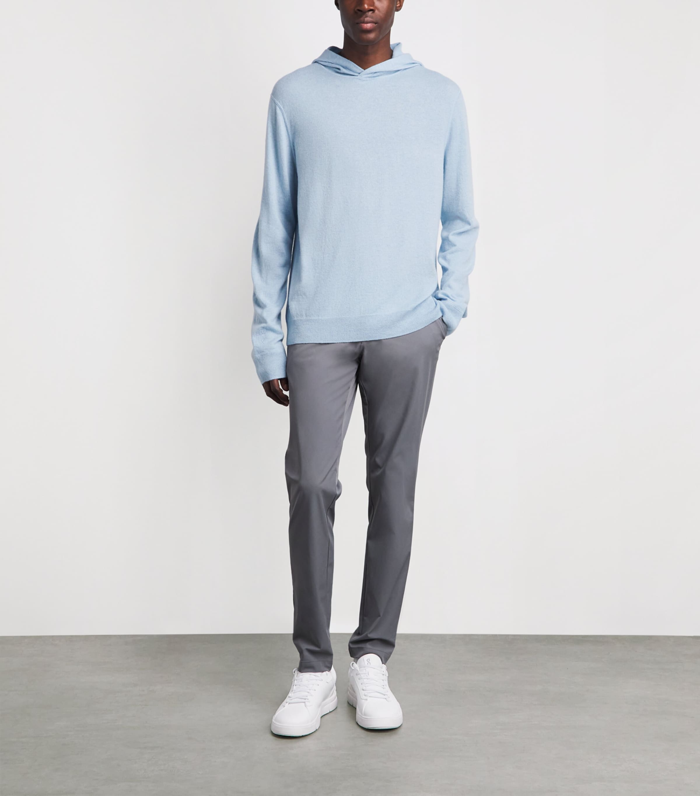 RLX Ralph Lauren Mens Cashmere Hoodie Office Blue Heather Image 2