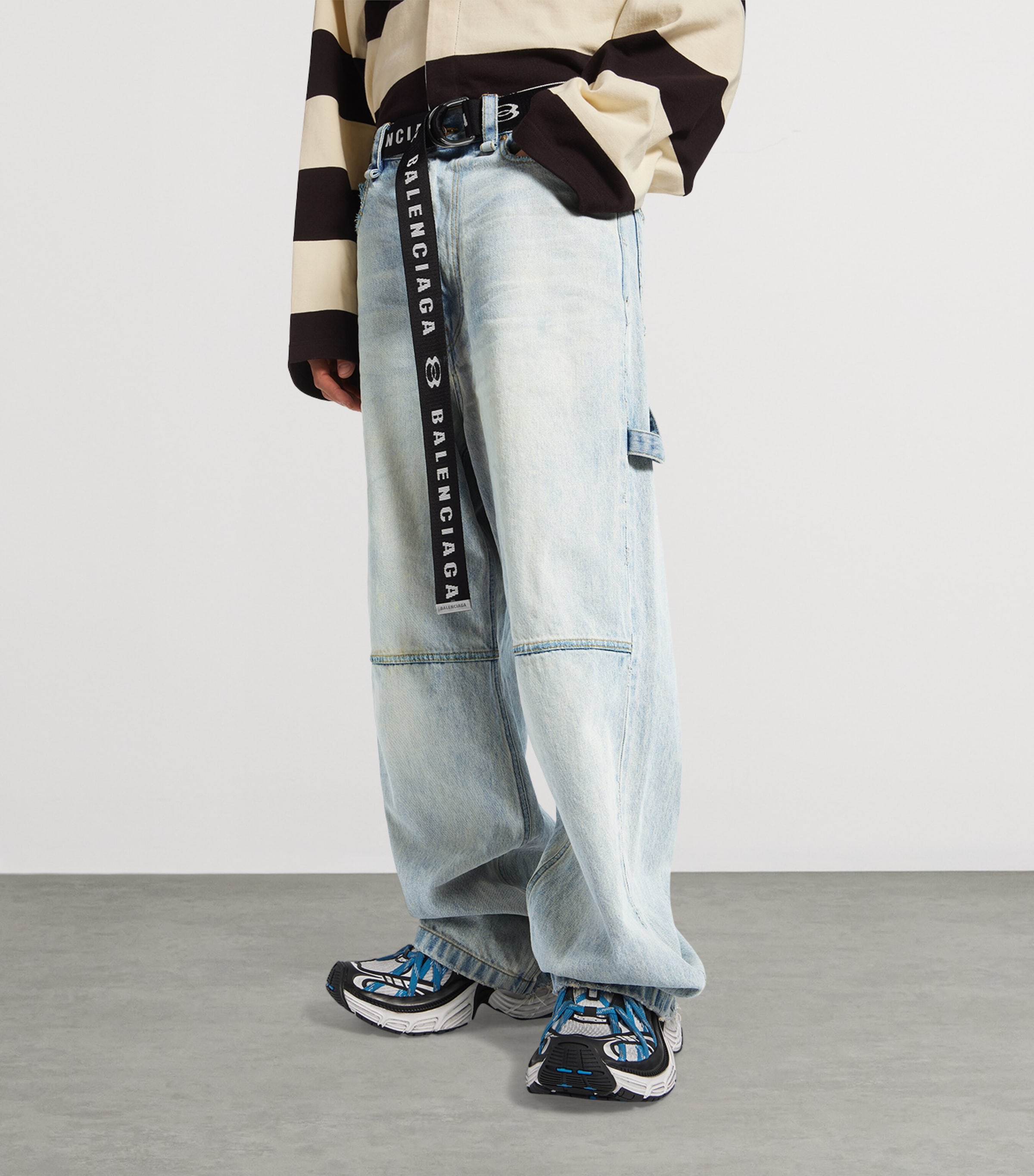 Balenciaga Mens Belted Wide-Leg Jeans Image 5