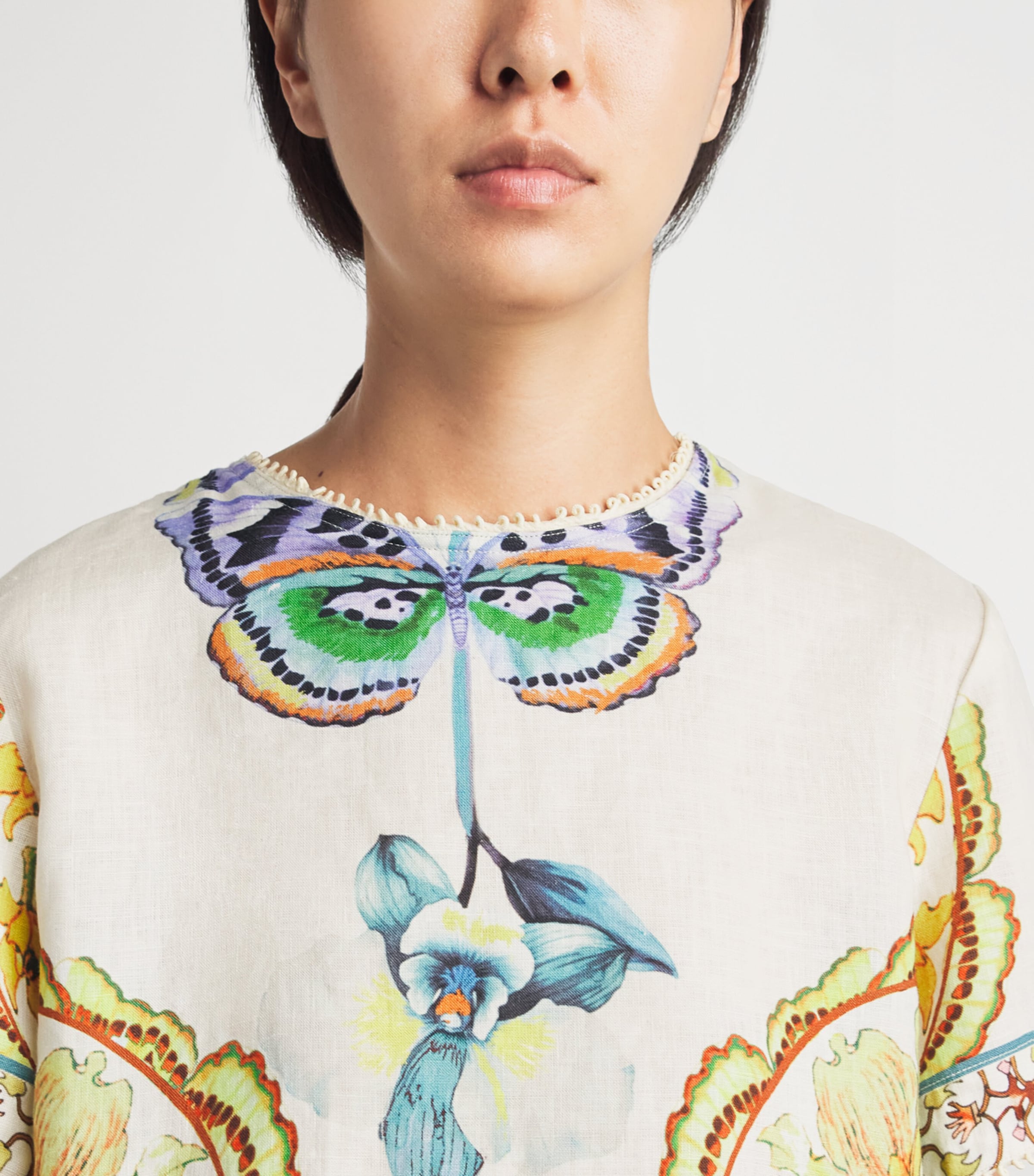 LUG VON SIGA Womens Linen Printed Dakota Top Offwhite Multicolor Image 3