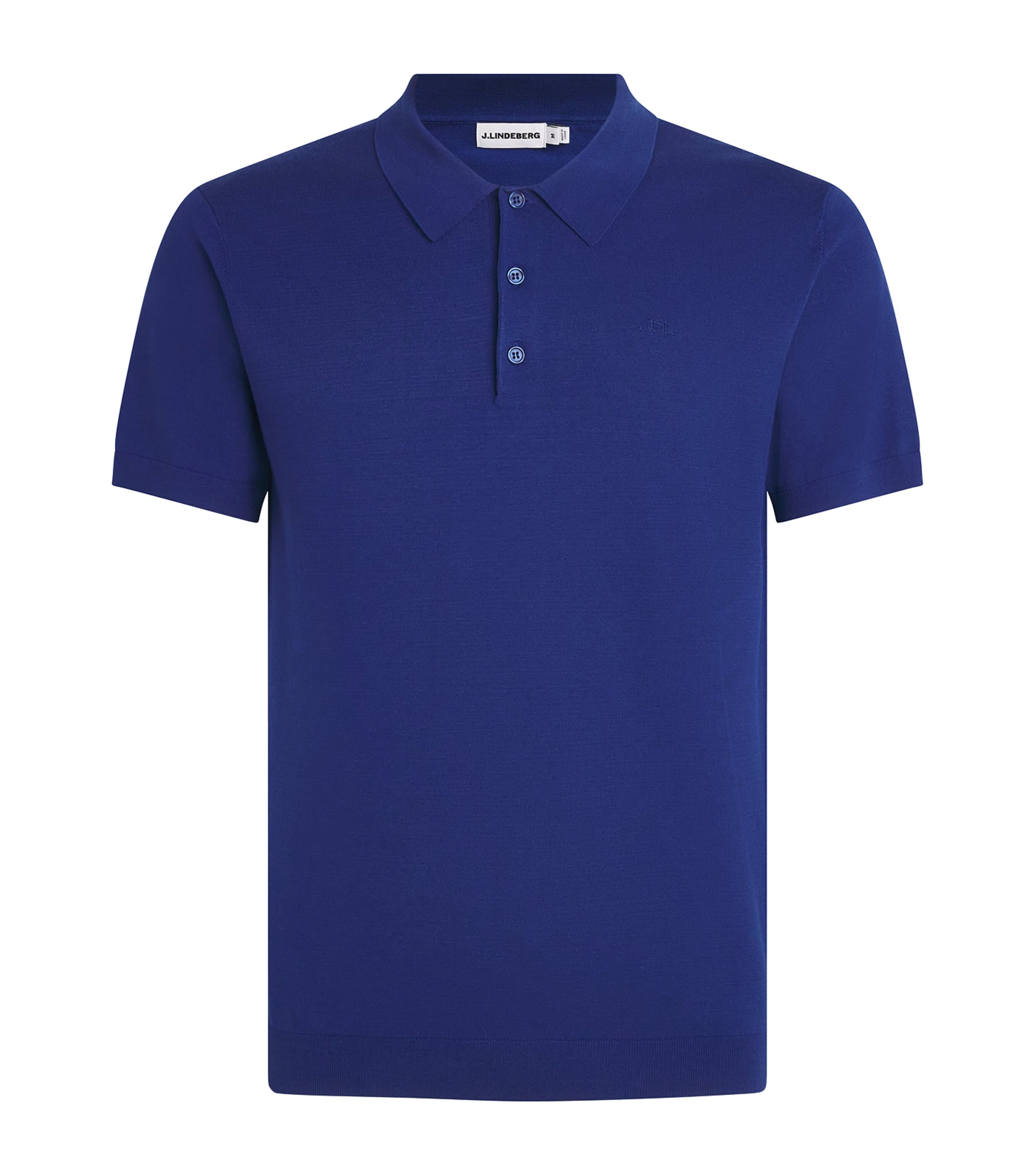 J Lindeberg Mens Knitted Ridge Polo Shirt Estate Blue Image 1