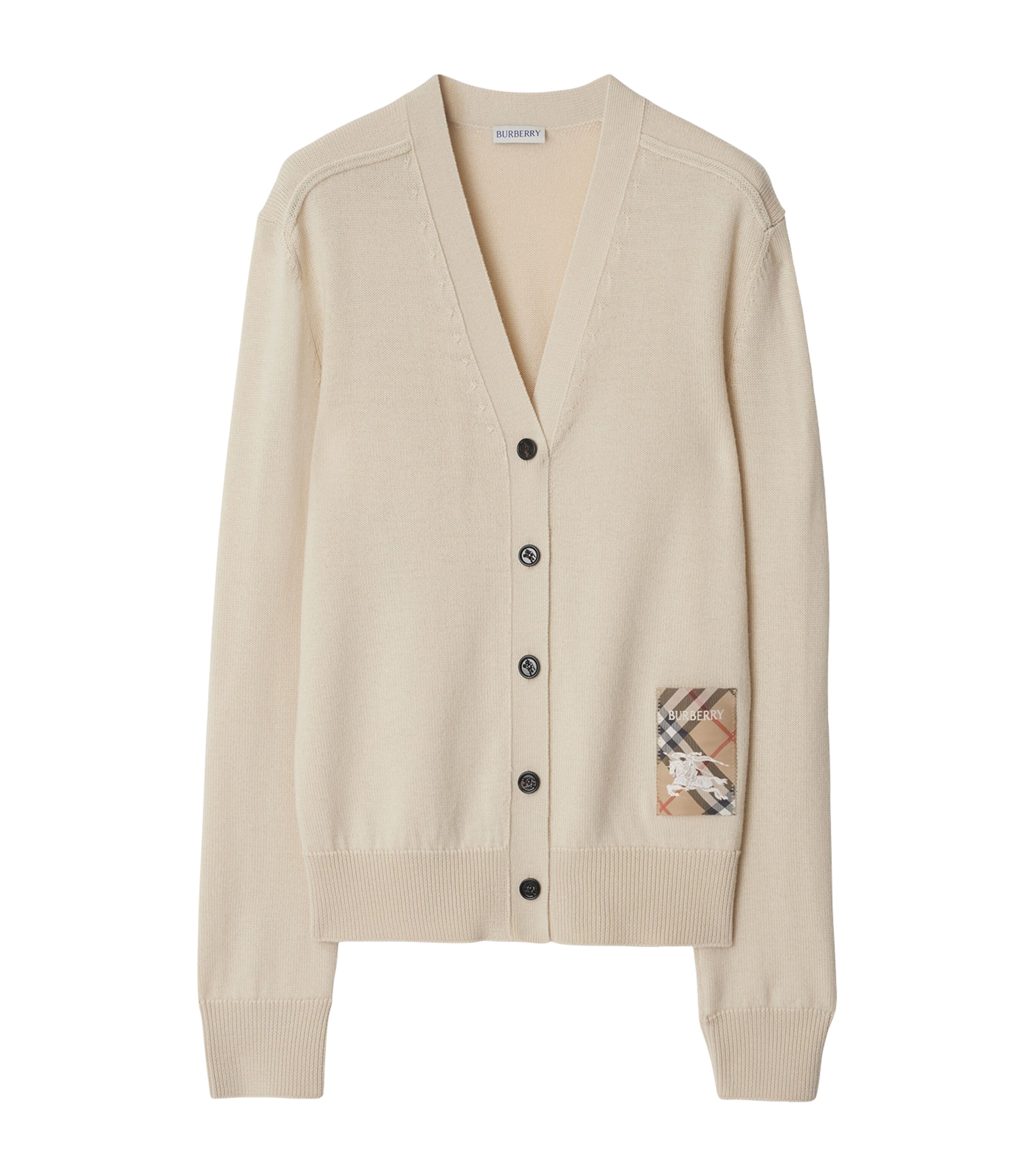 Burberry Wool Logo-label Cardigan In Sand