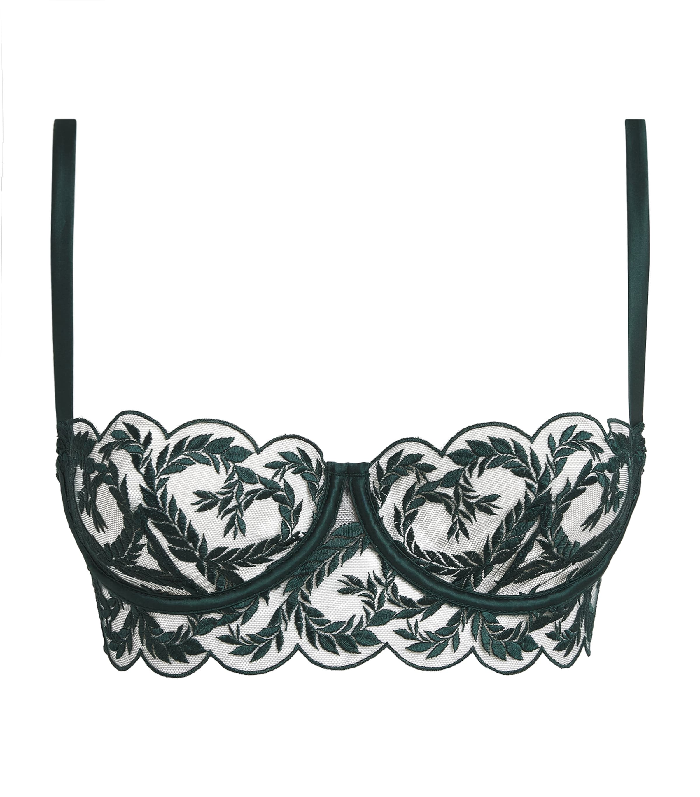 Coco De Mer Womens Lace Arletta Half Cup Bra Emerald Image 1