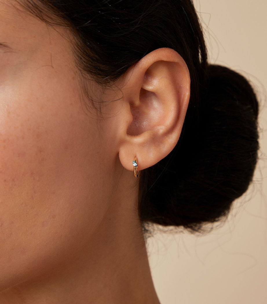 Yellow Gold and Alexandrite Marquise Hoop Earrings GOLD Image 2