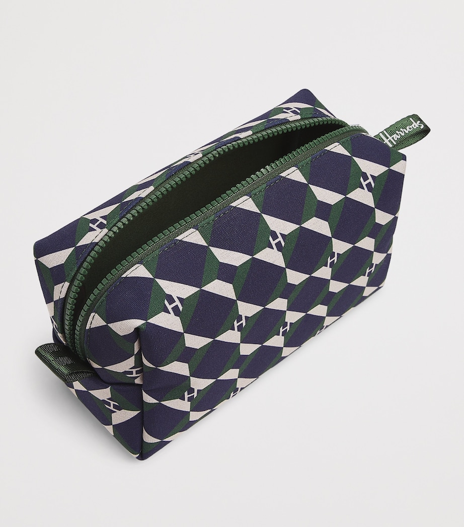 Cotton Geometric Cosmetic Bag HARRODS GREEN Image 2